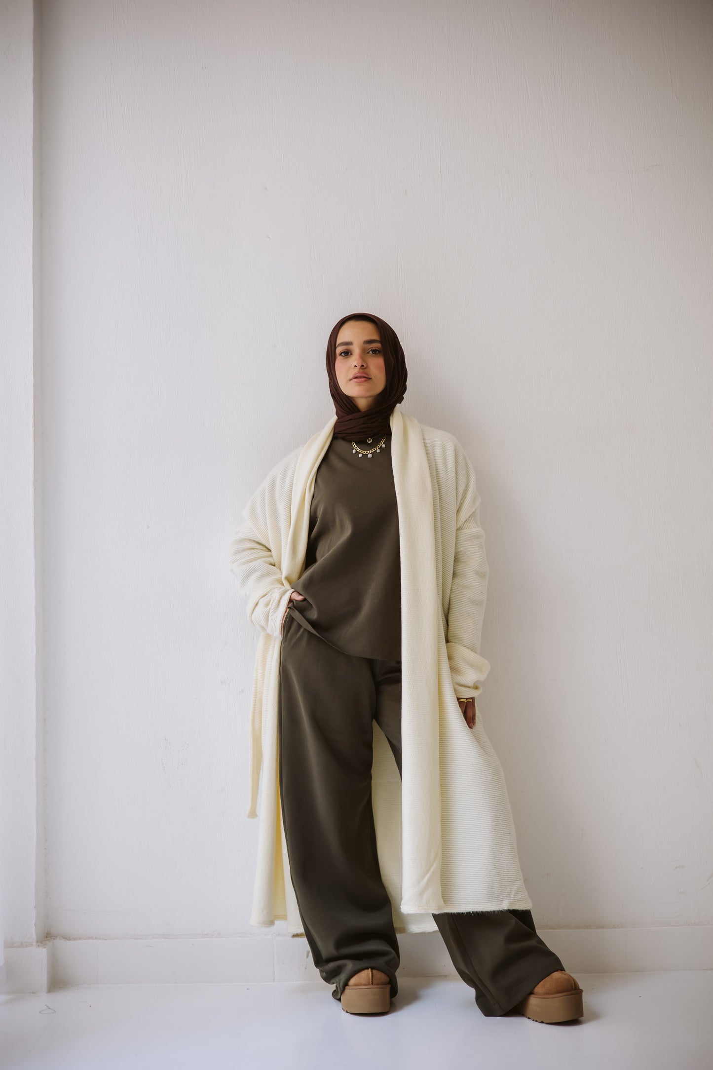 Knitted love cardigan in off-white