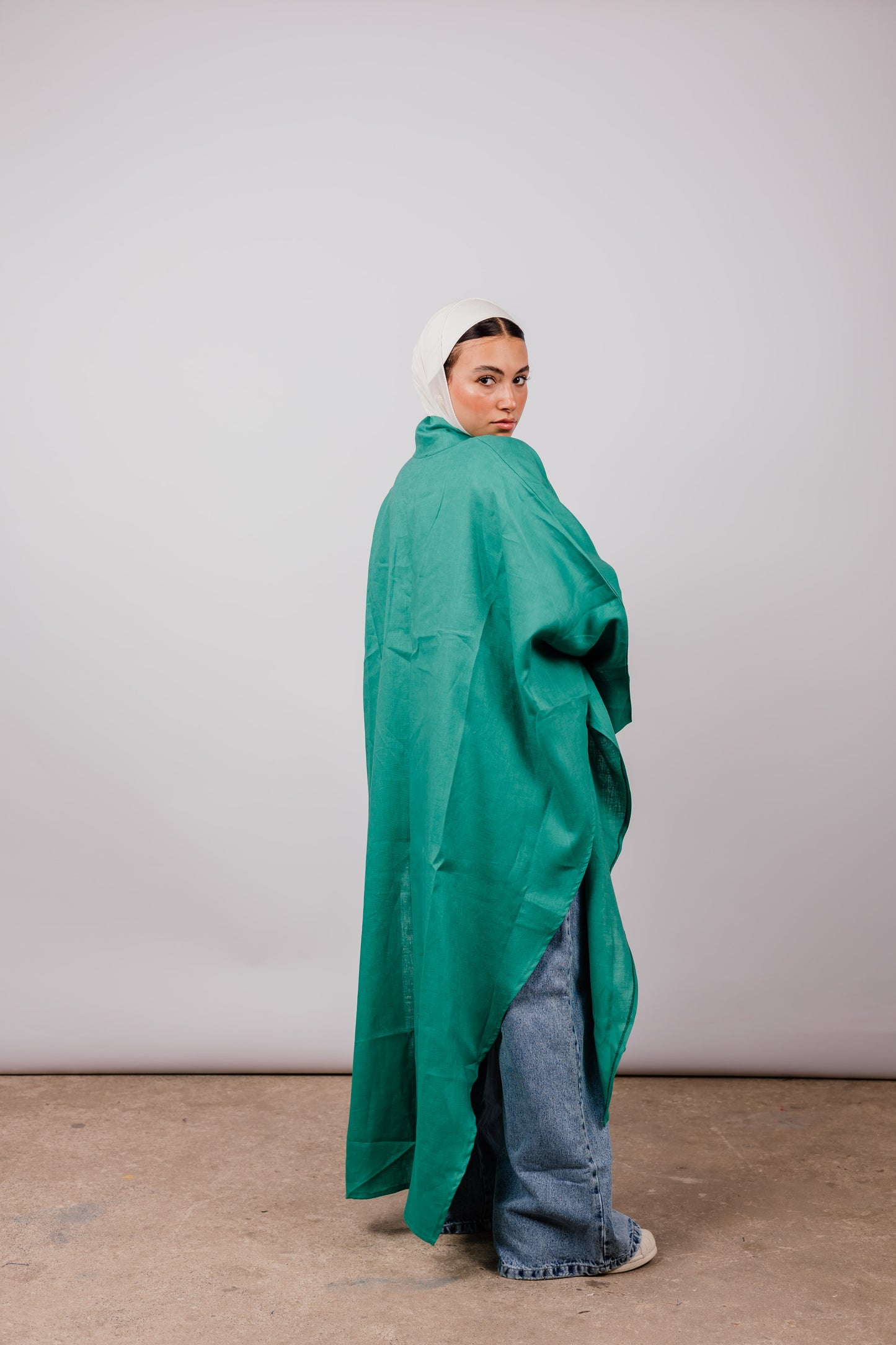 Double Collar Kimono In Green