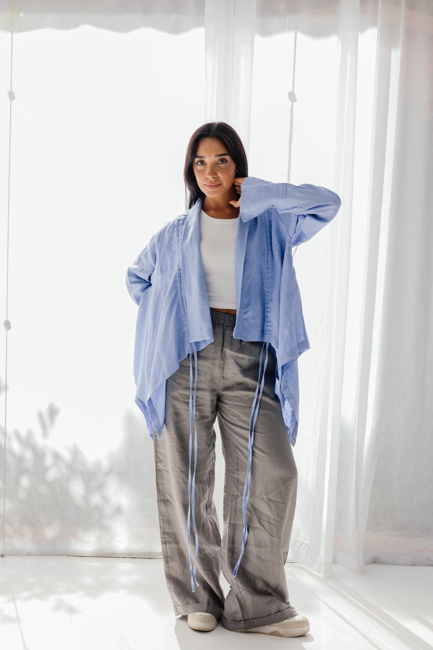 Elastic Kimono In Purple-blue