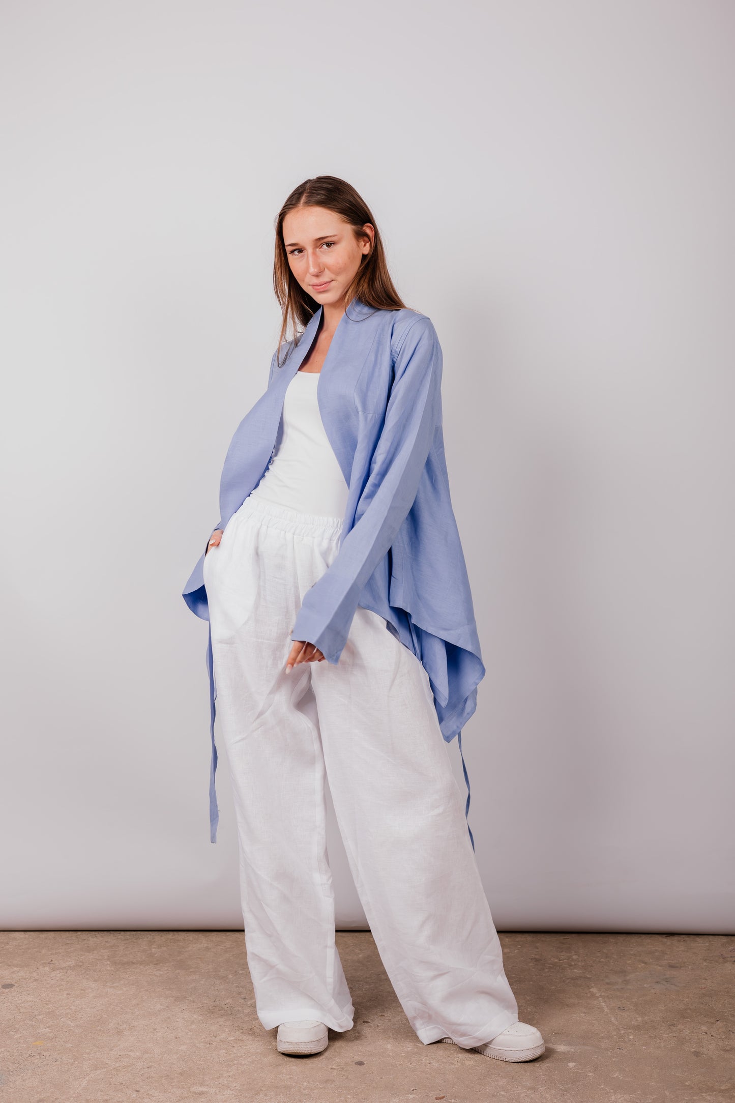 Double Collar With Fringes In Blue