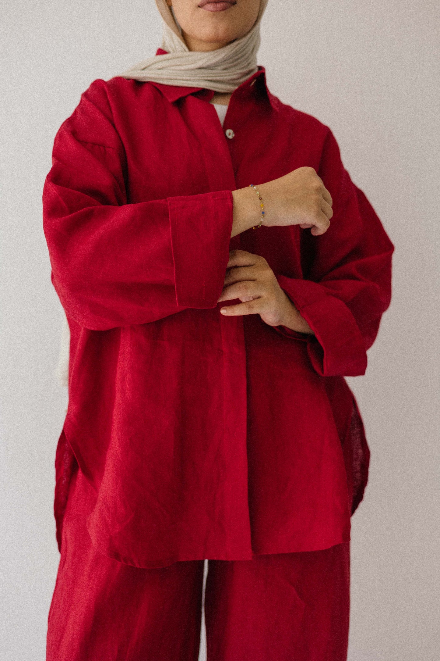 Daily Linen Shirt In Red