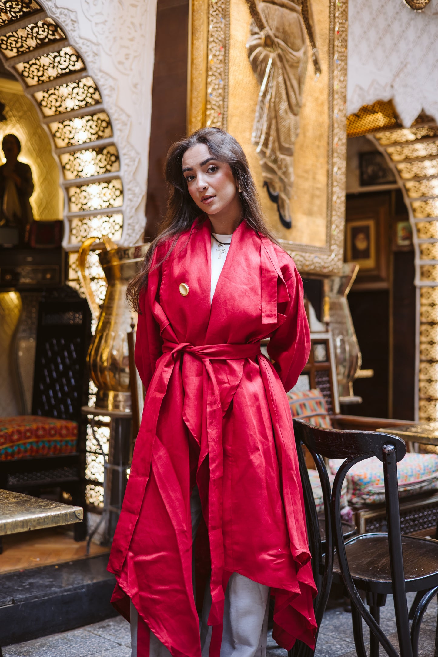 High-Low Kimono In Red