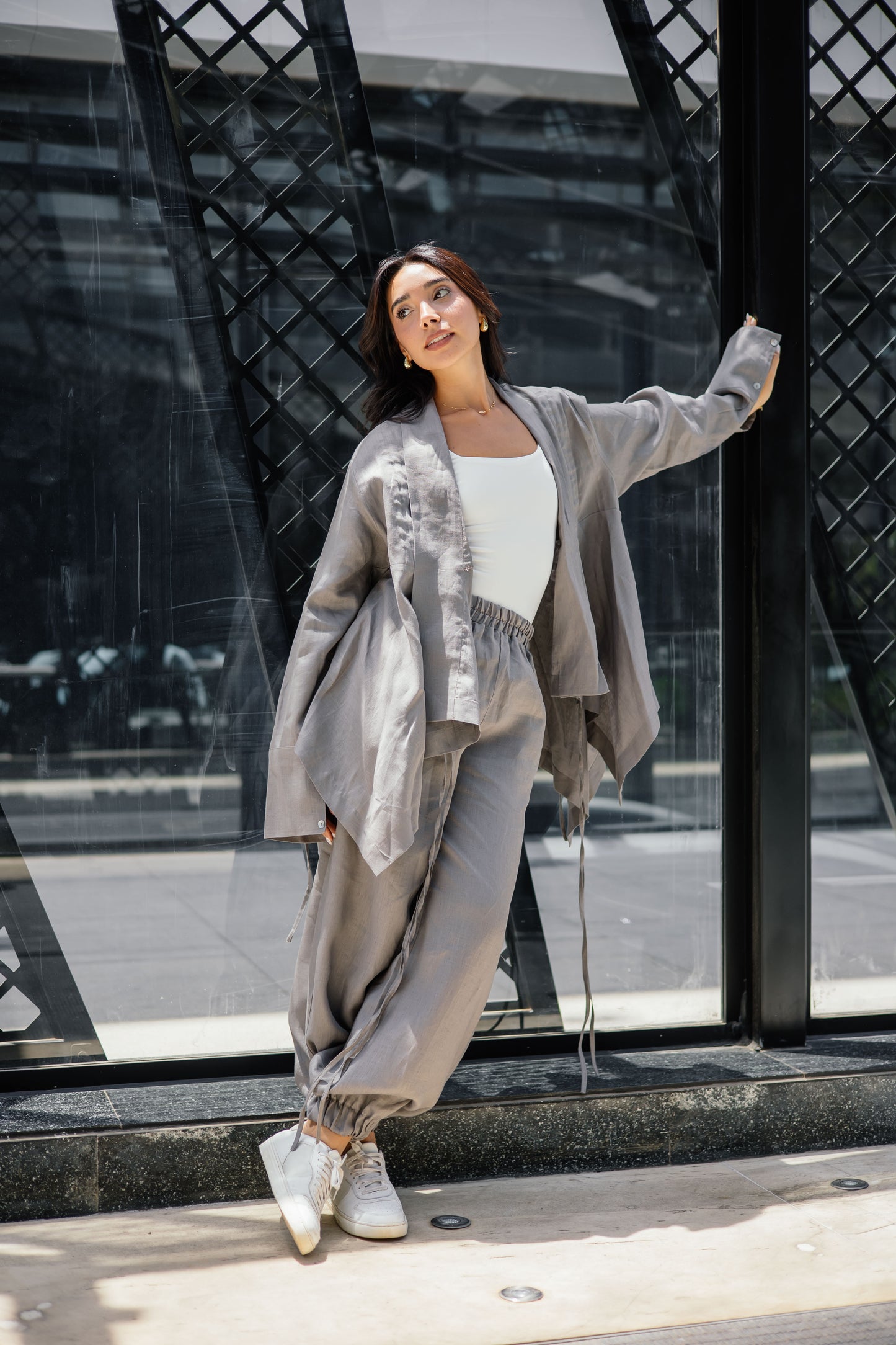 Elastic Kimono In Grey