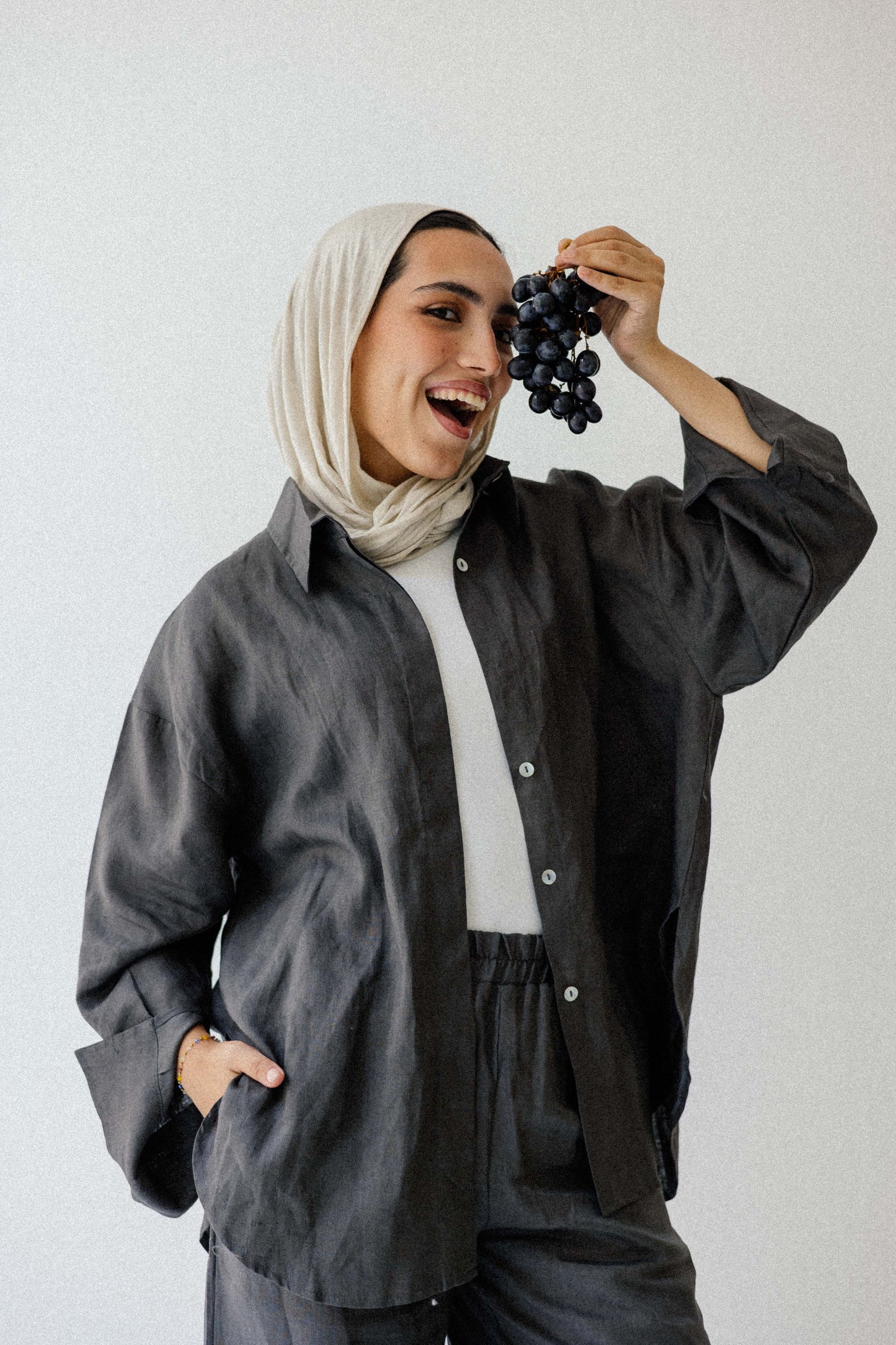 Daily Linen Shirt In Dark-grey