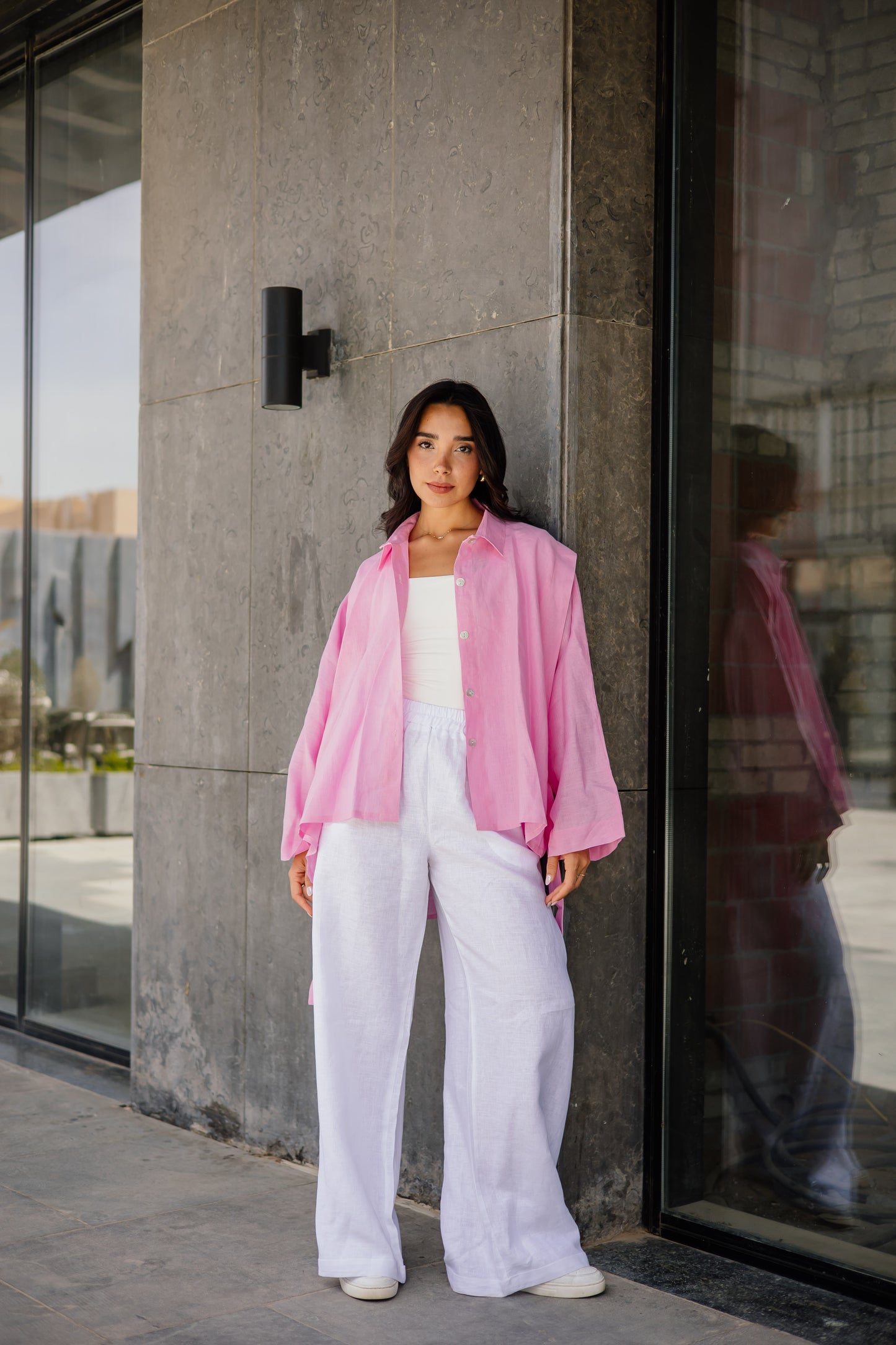 Double Shoulder Shirt In Pink