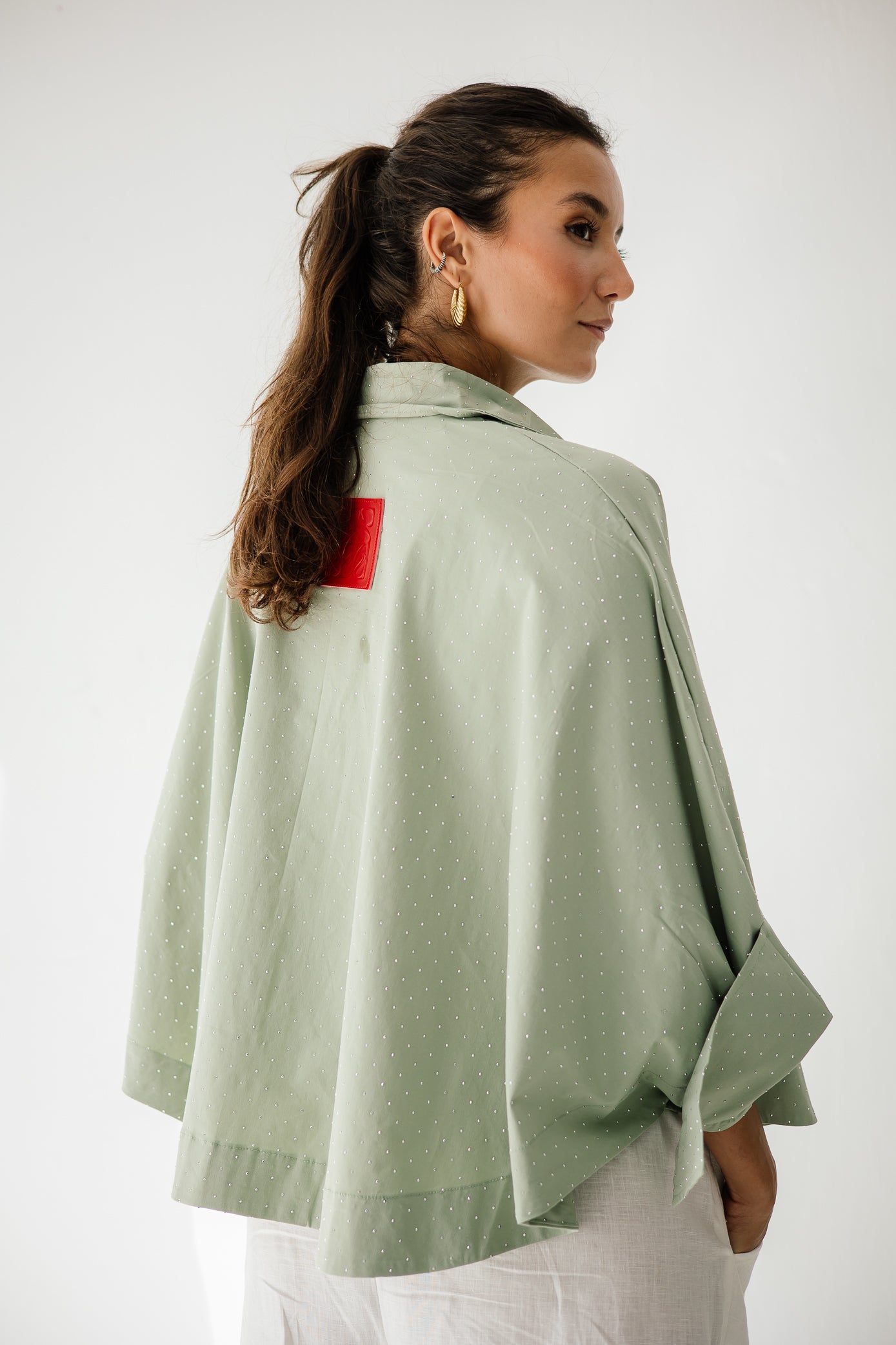 Studding Butterfly Shirt In Mint