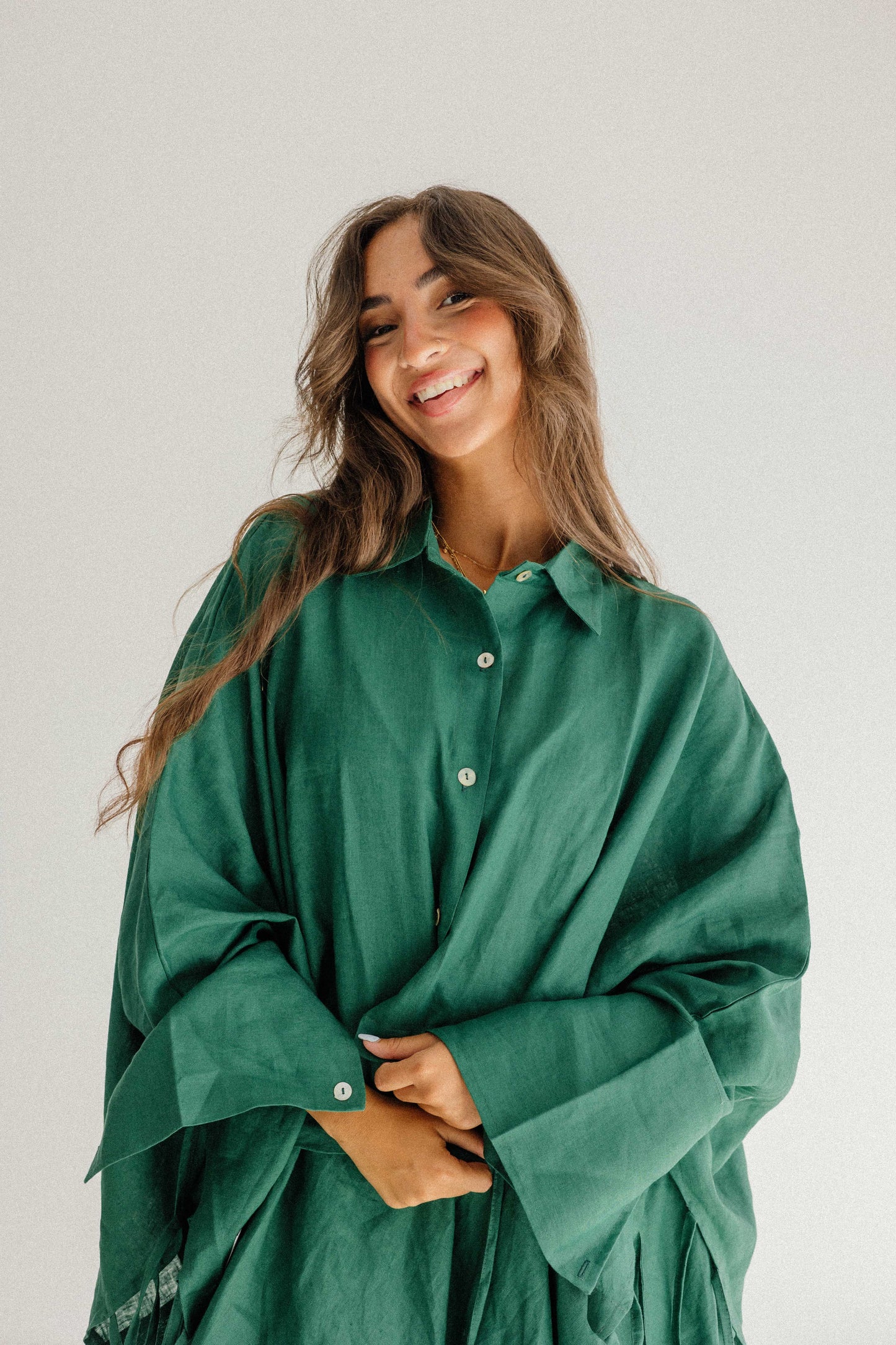 Fringes Shirt In Dark-green