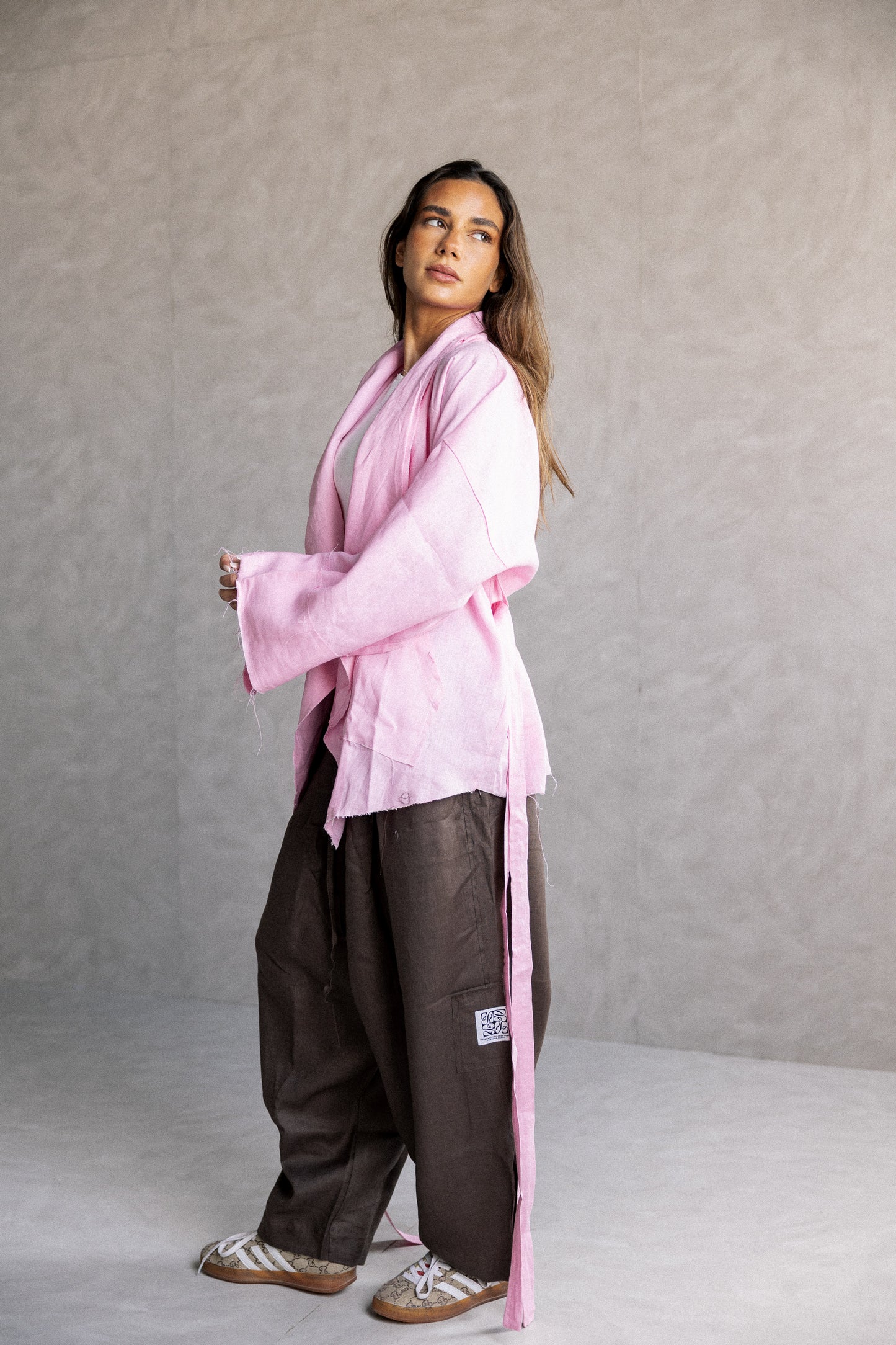 Collar kimono in pink