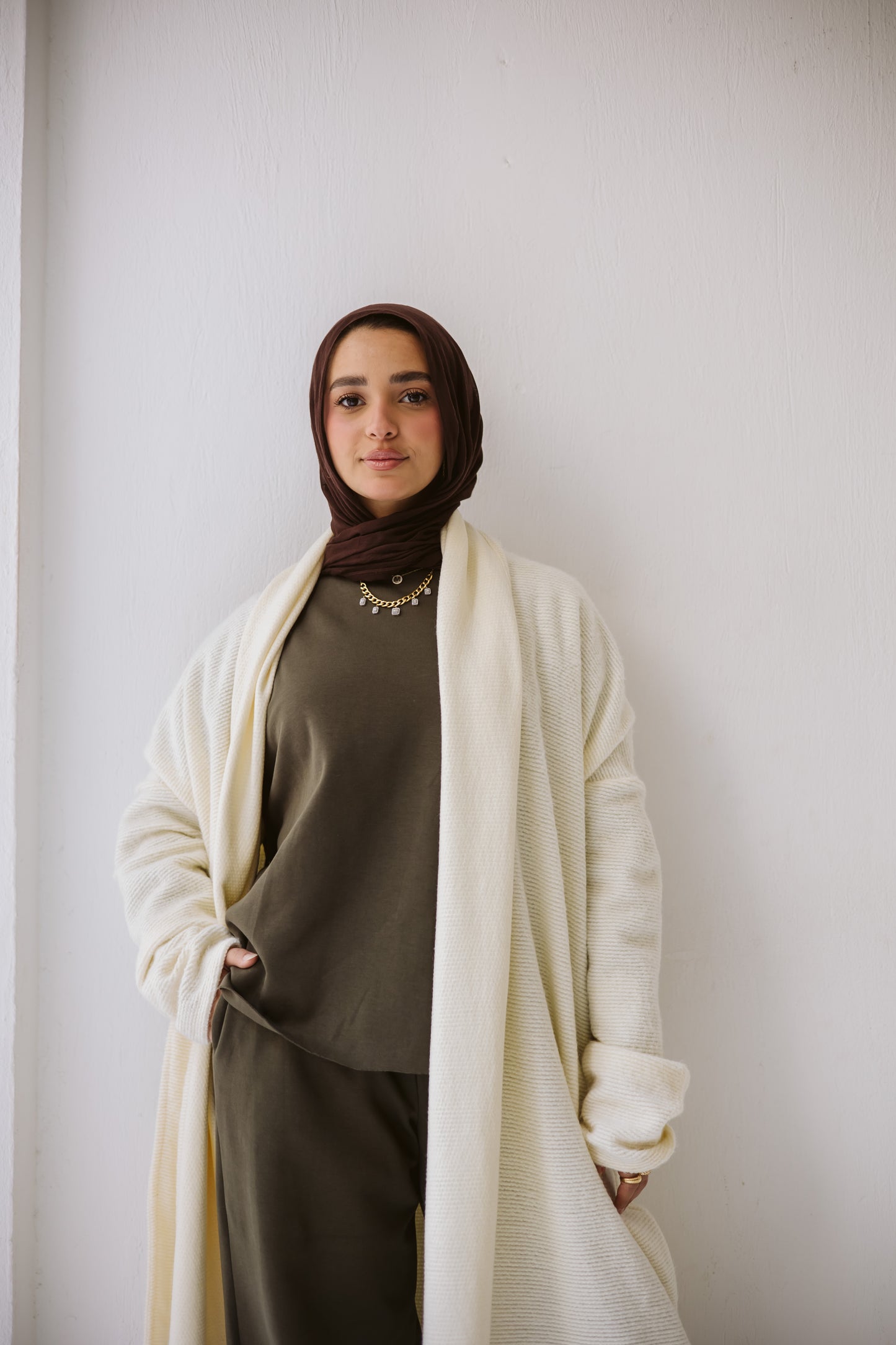 Knitted love cardigan in off-white