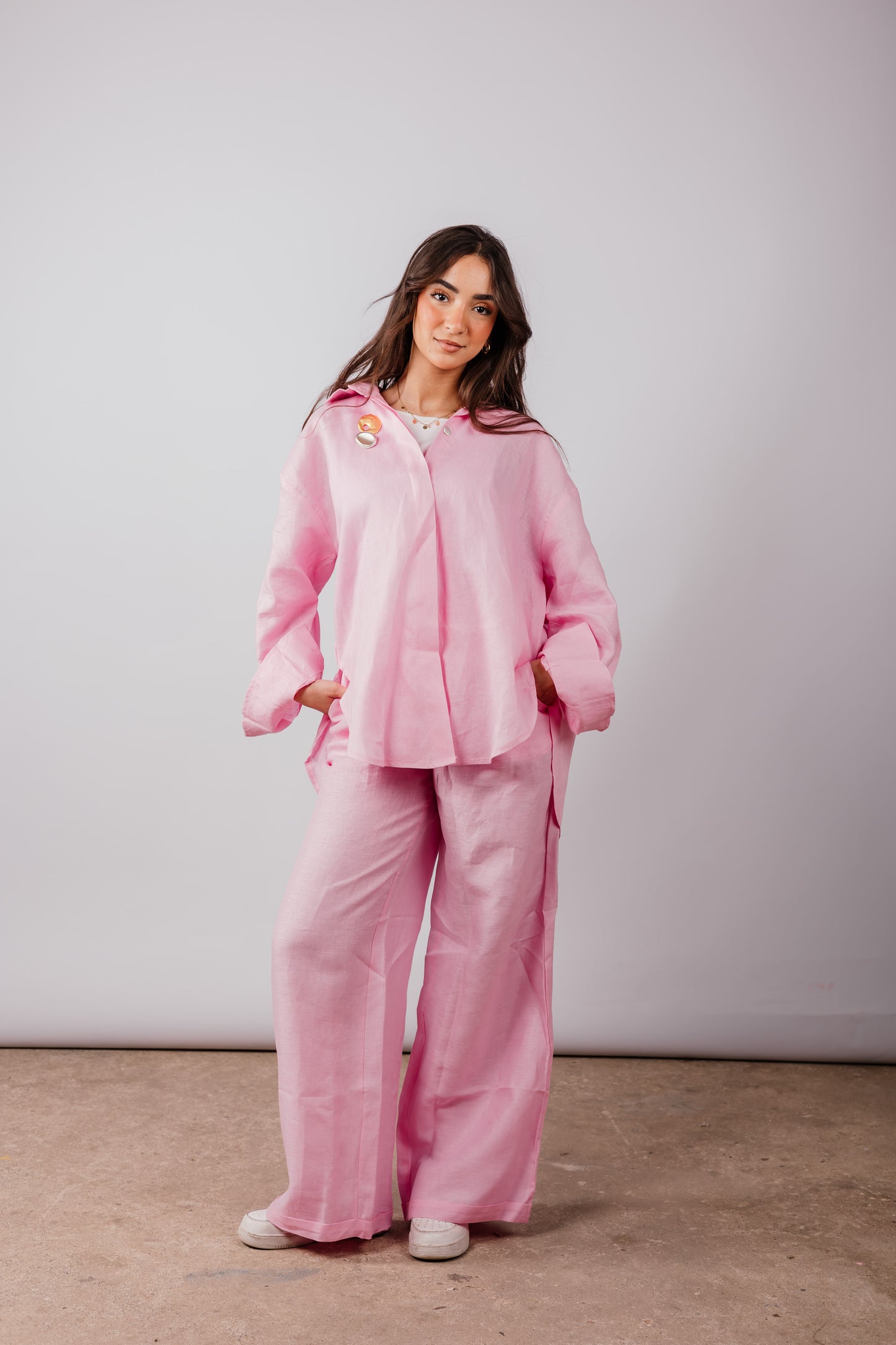 Daily Linen Shirt In Pink