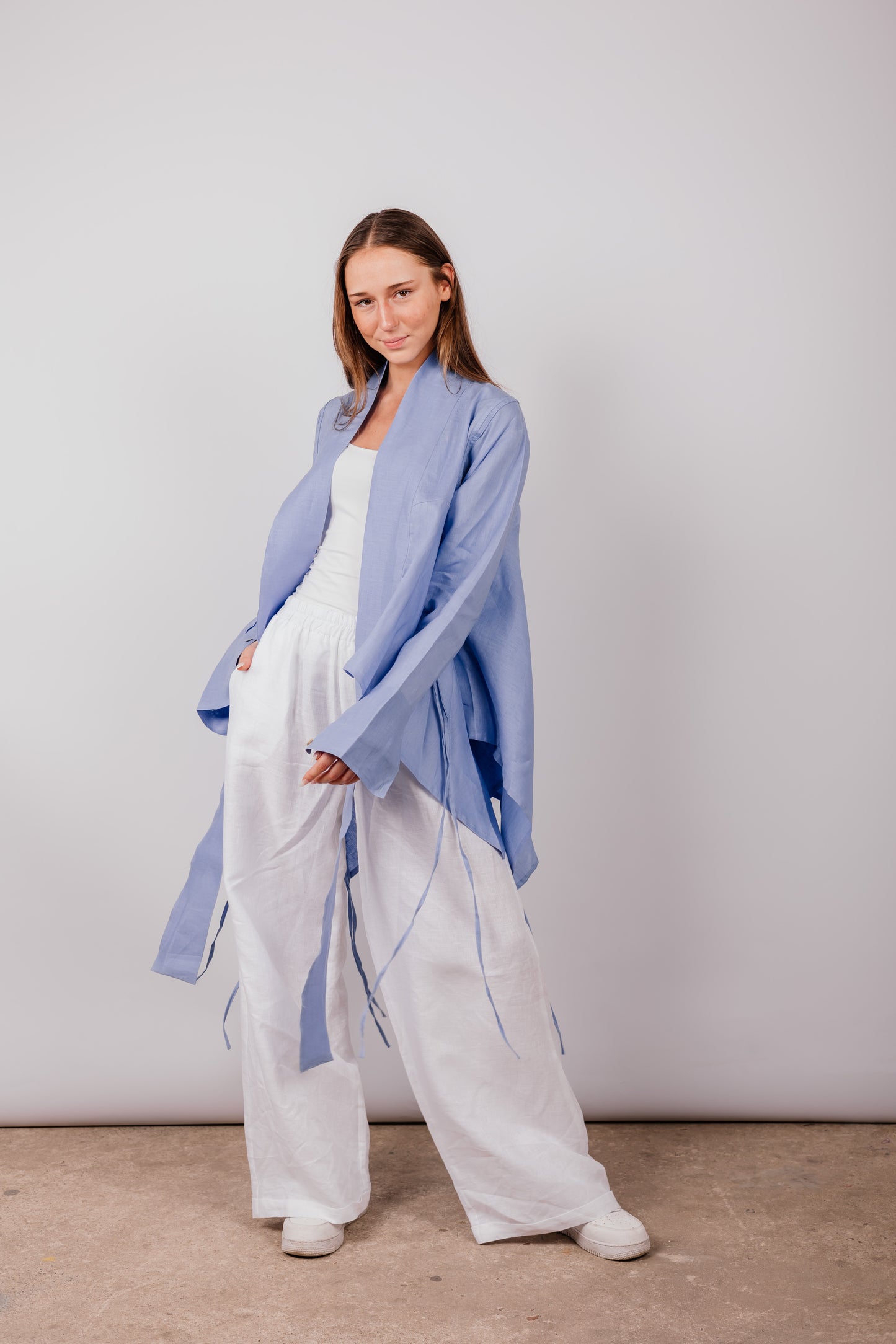 Double Collar With Fringes In Blue