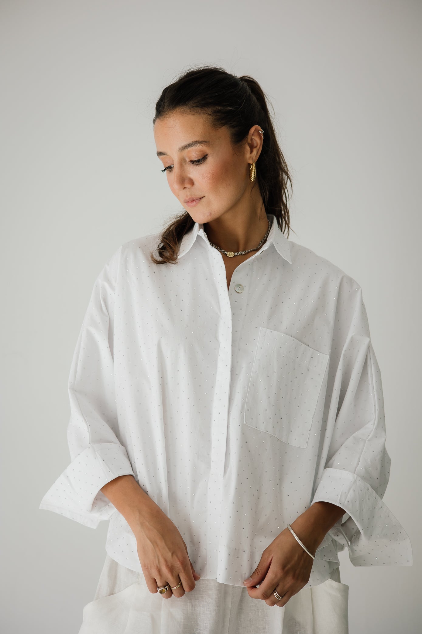 Studding Butterfly Shirt In White