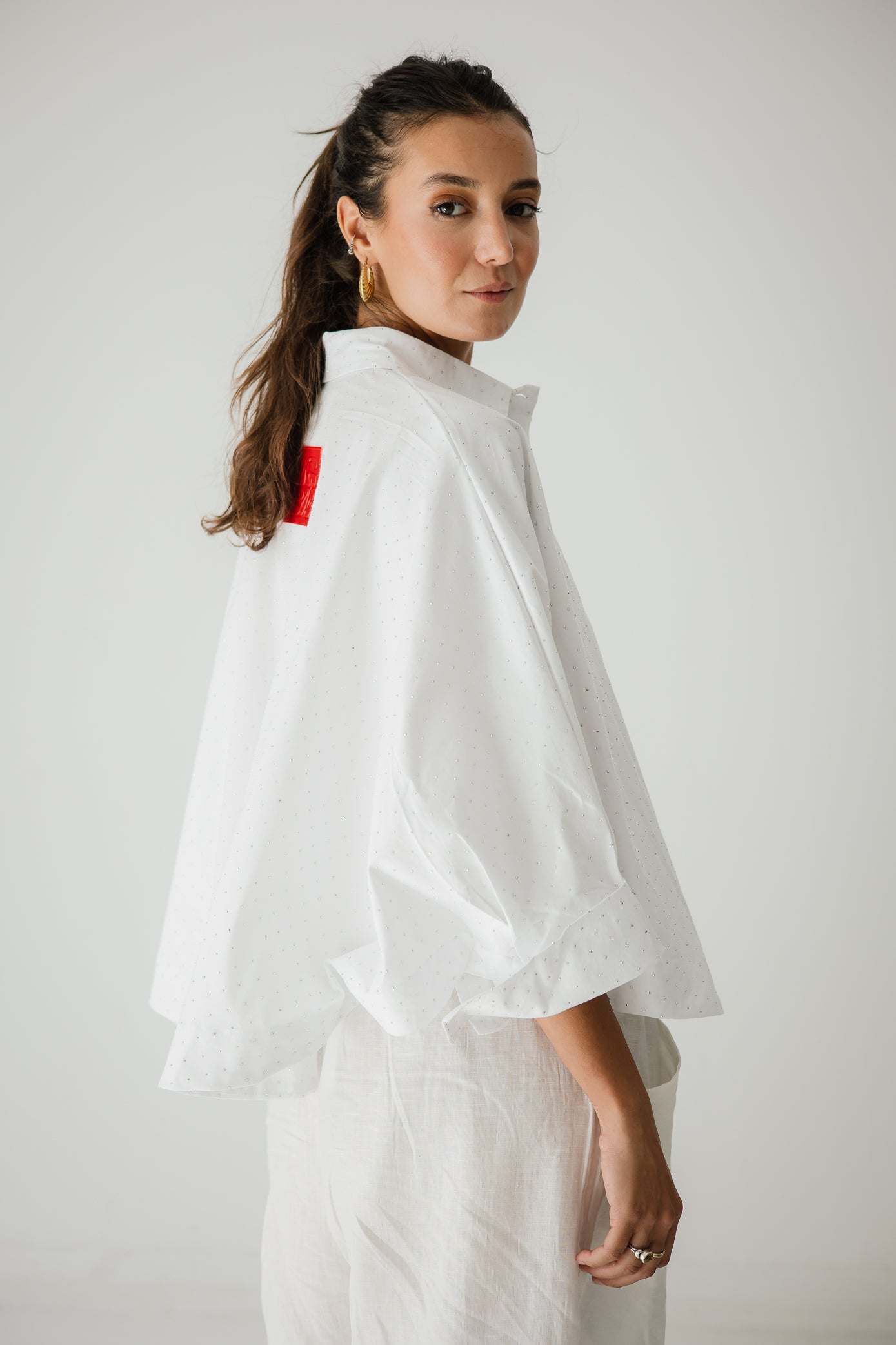 Studding Butterfly Shirt In White