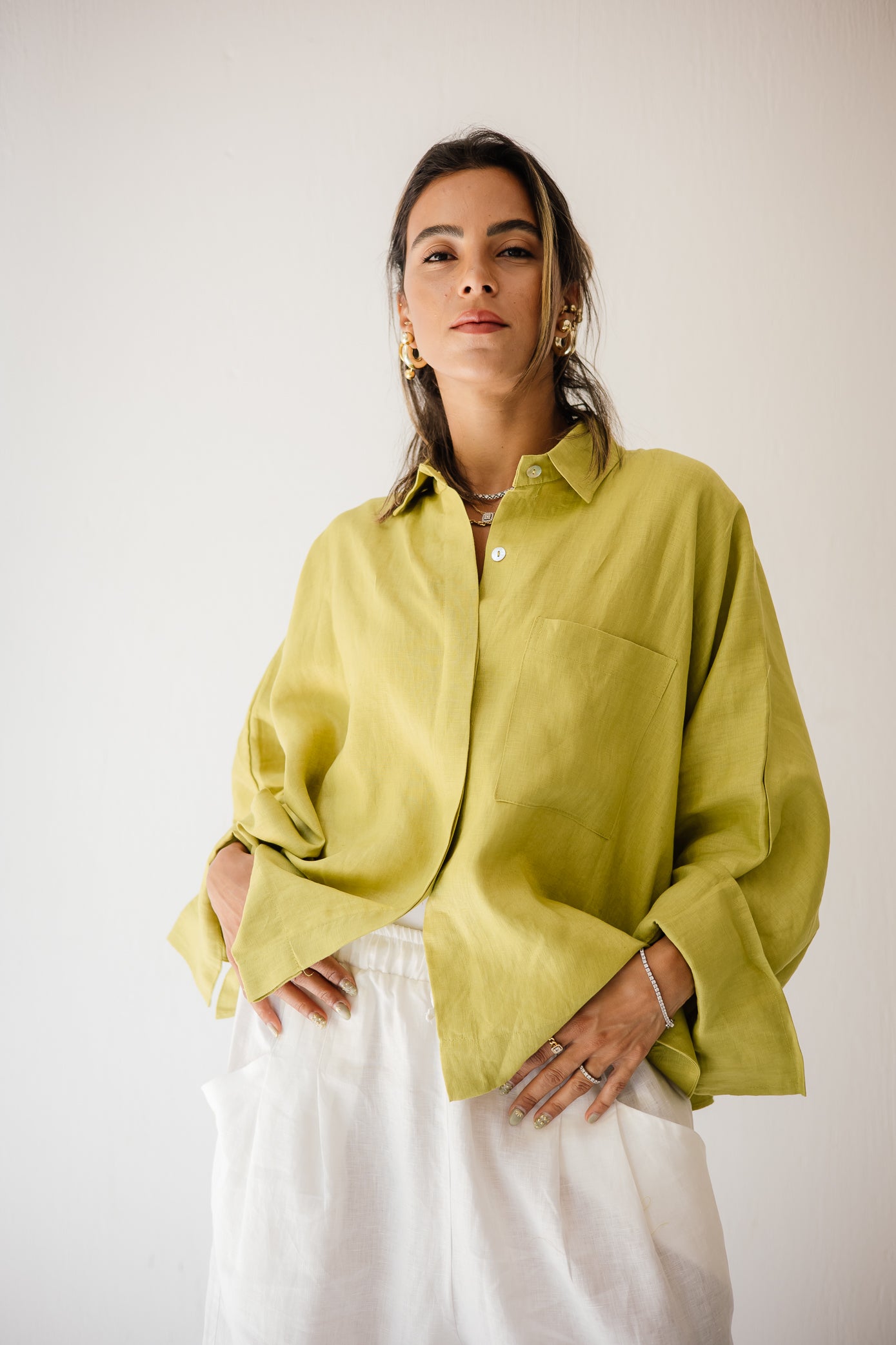 Butterfly Shirt In Lime-green