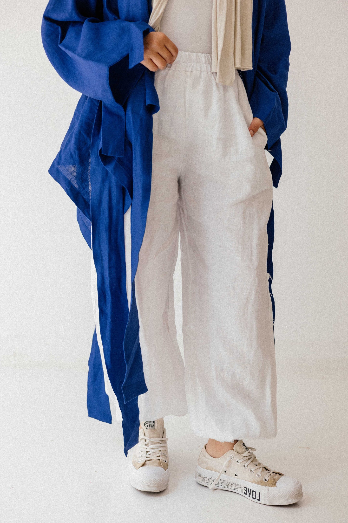 Elastic pant In White