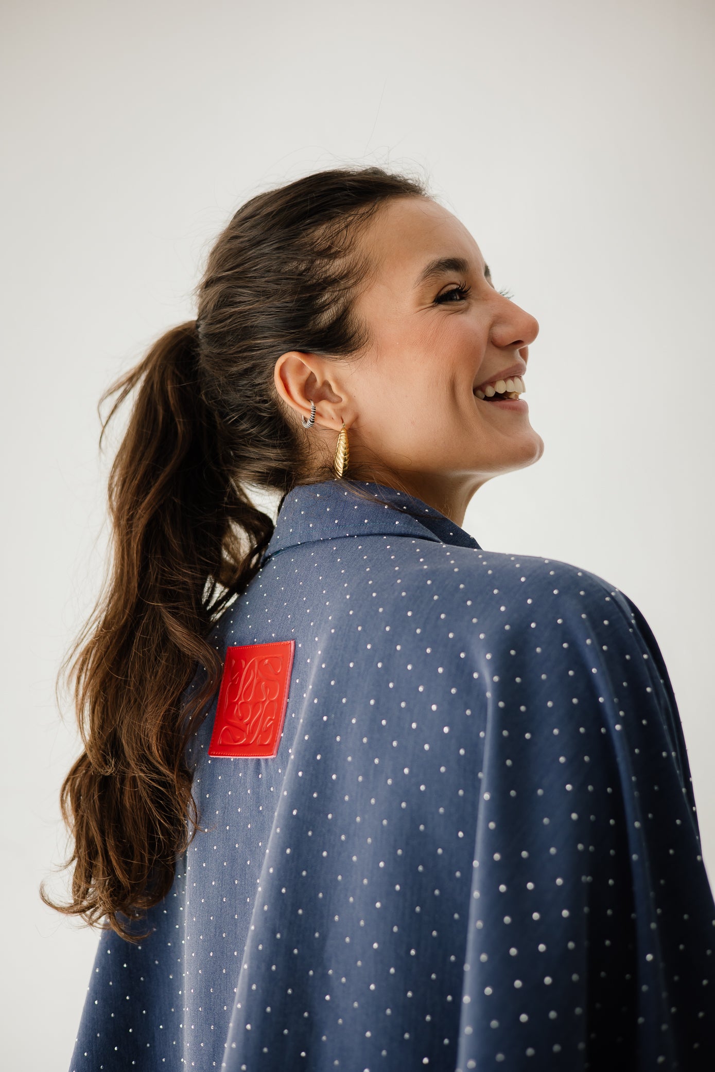 Studding Butterfly Shirt In Dark-blue