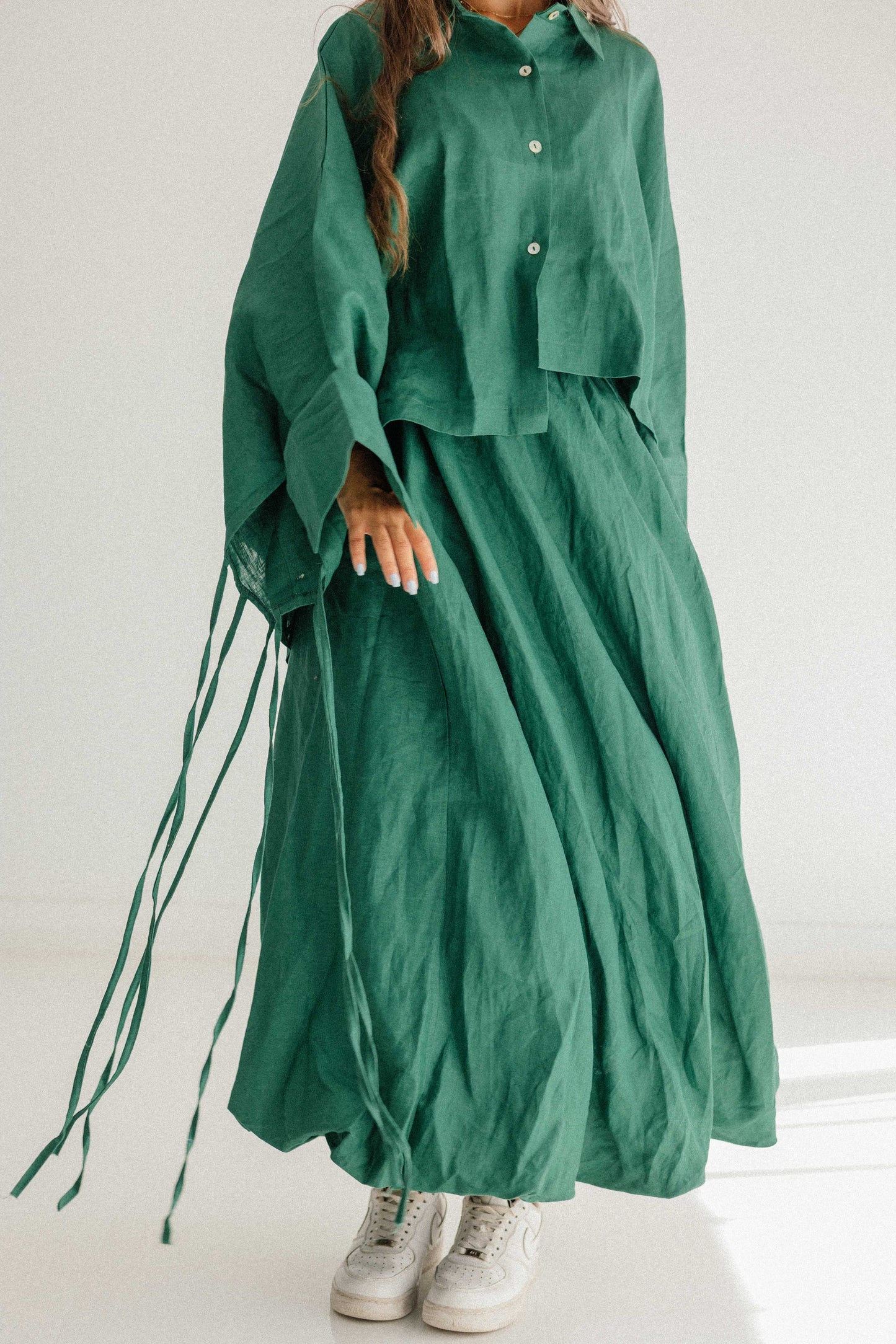 Balloon Skirt In Dark Green