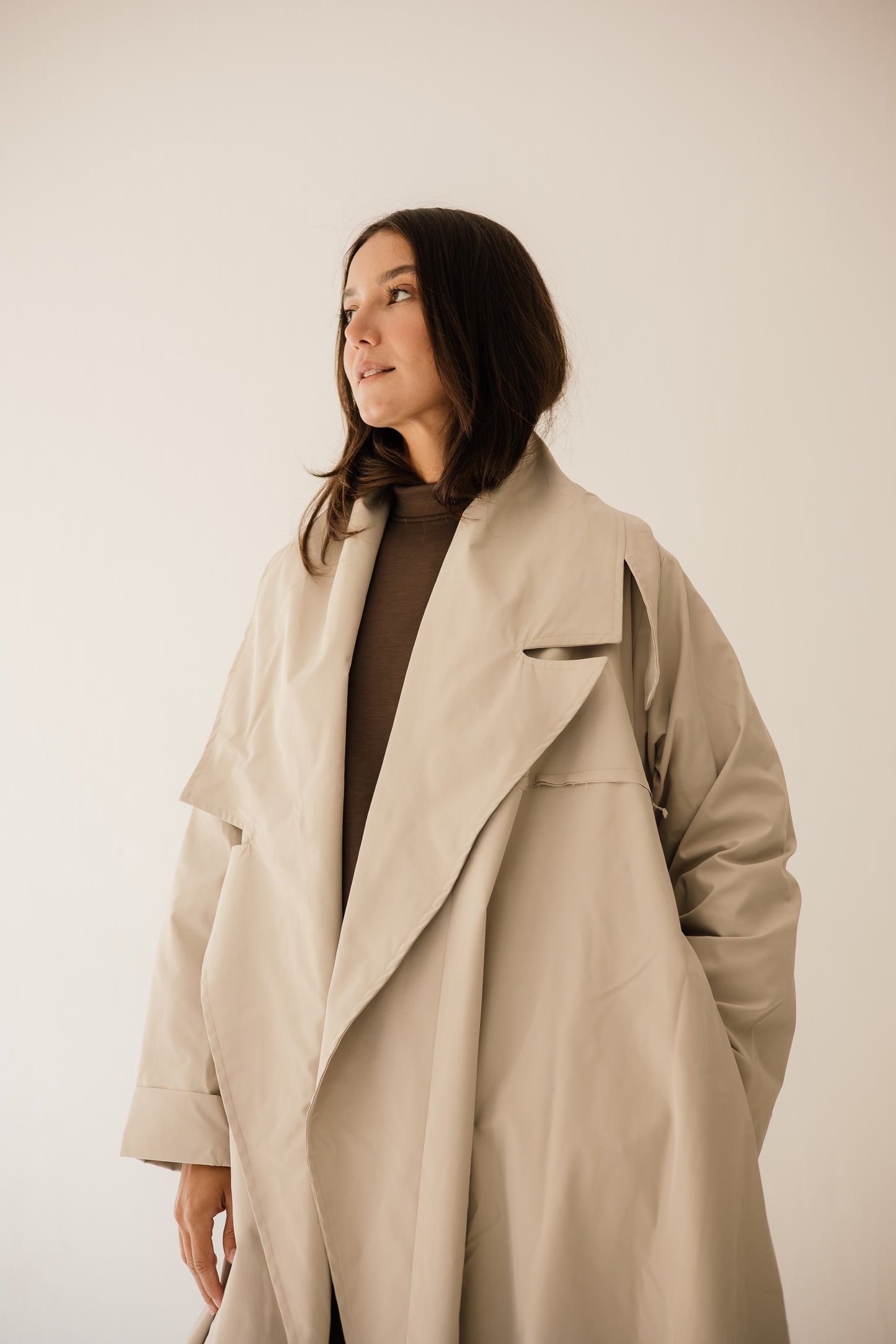 High-Low Trench Coat In Cafe
