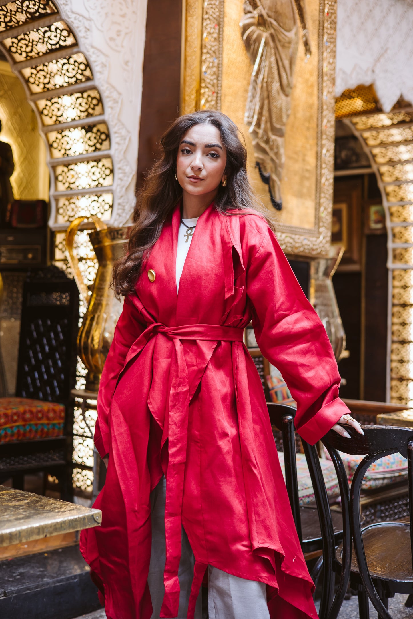 High-Low Kimono In Red
