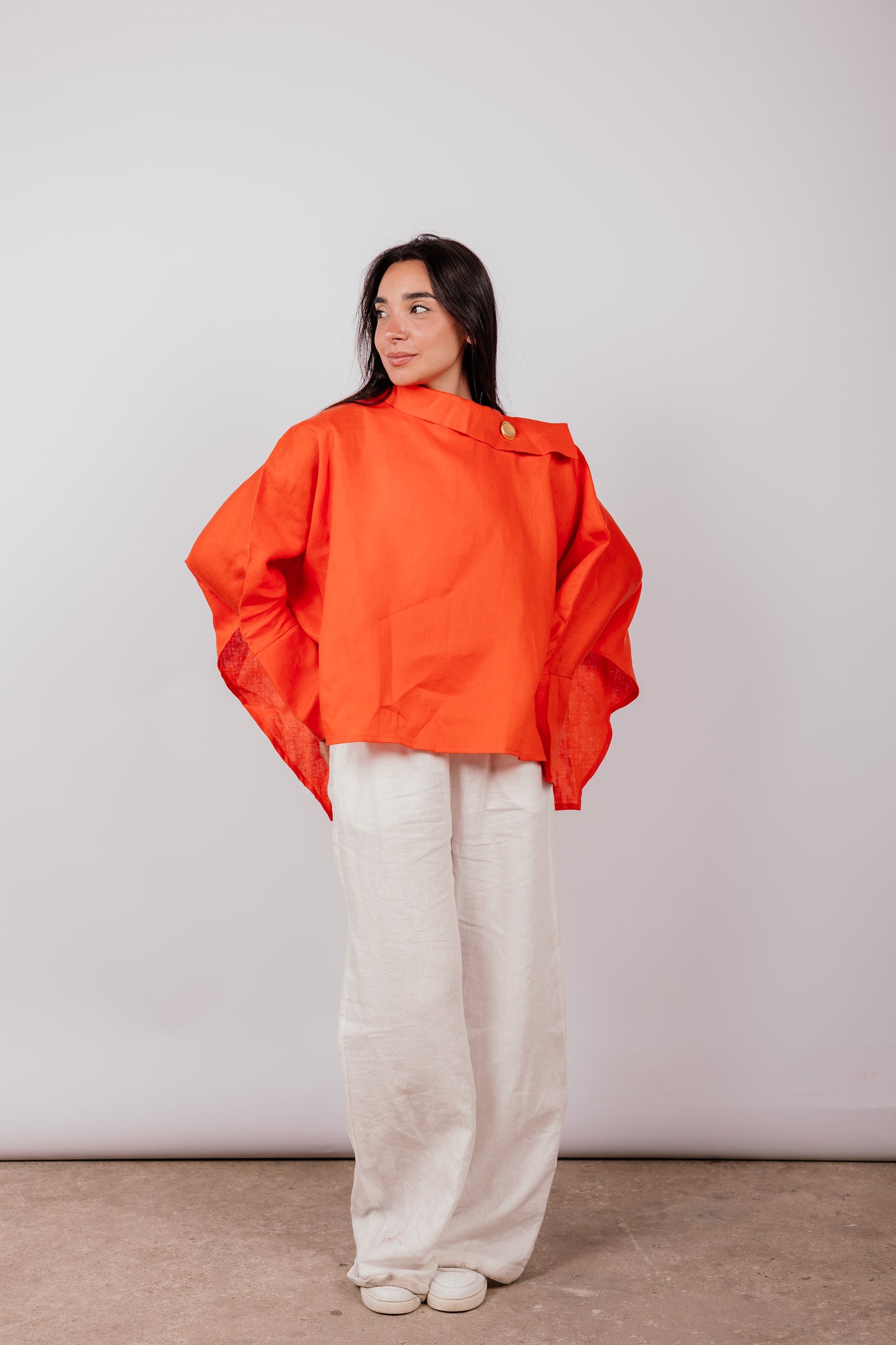 Collar Top In Orange