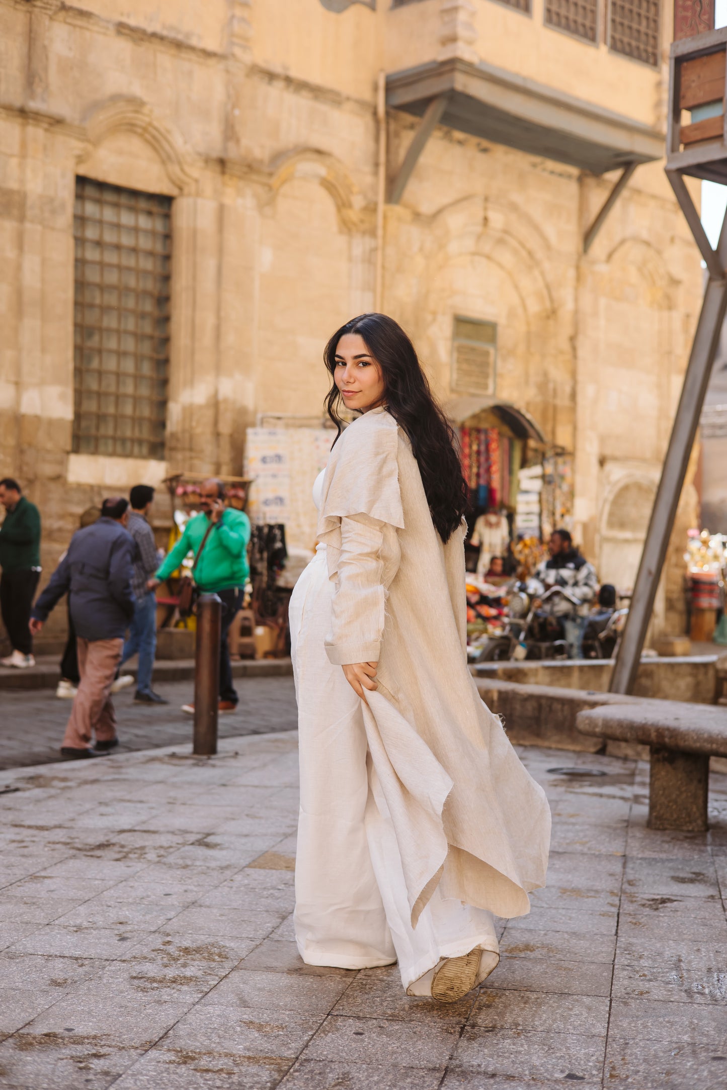 Tuck-it In Kimono In Neutral Cafe