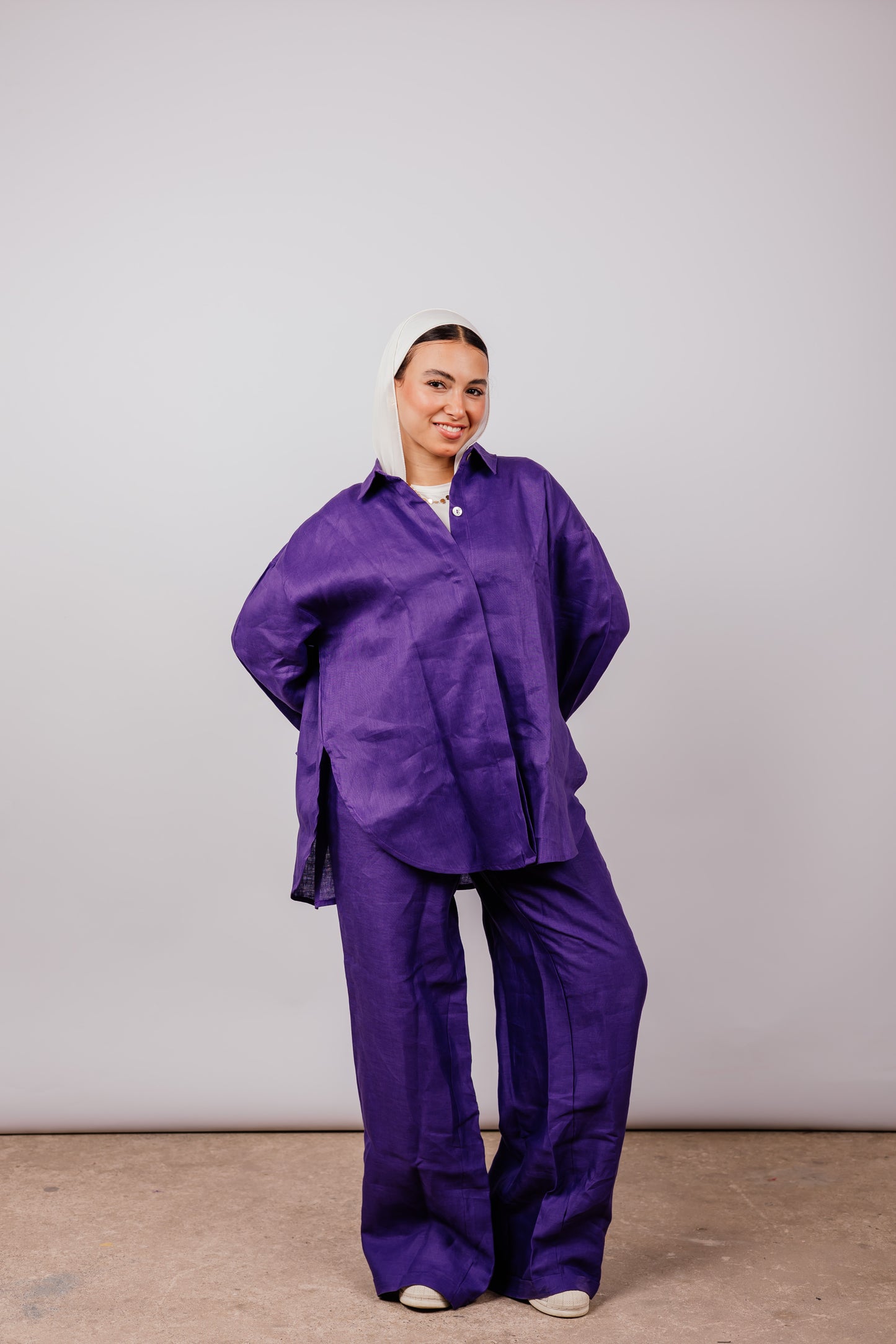 Daily Linen Shirt In Purple