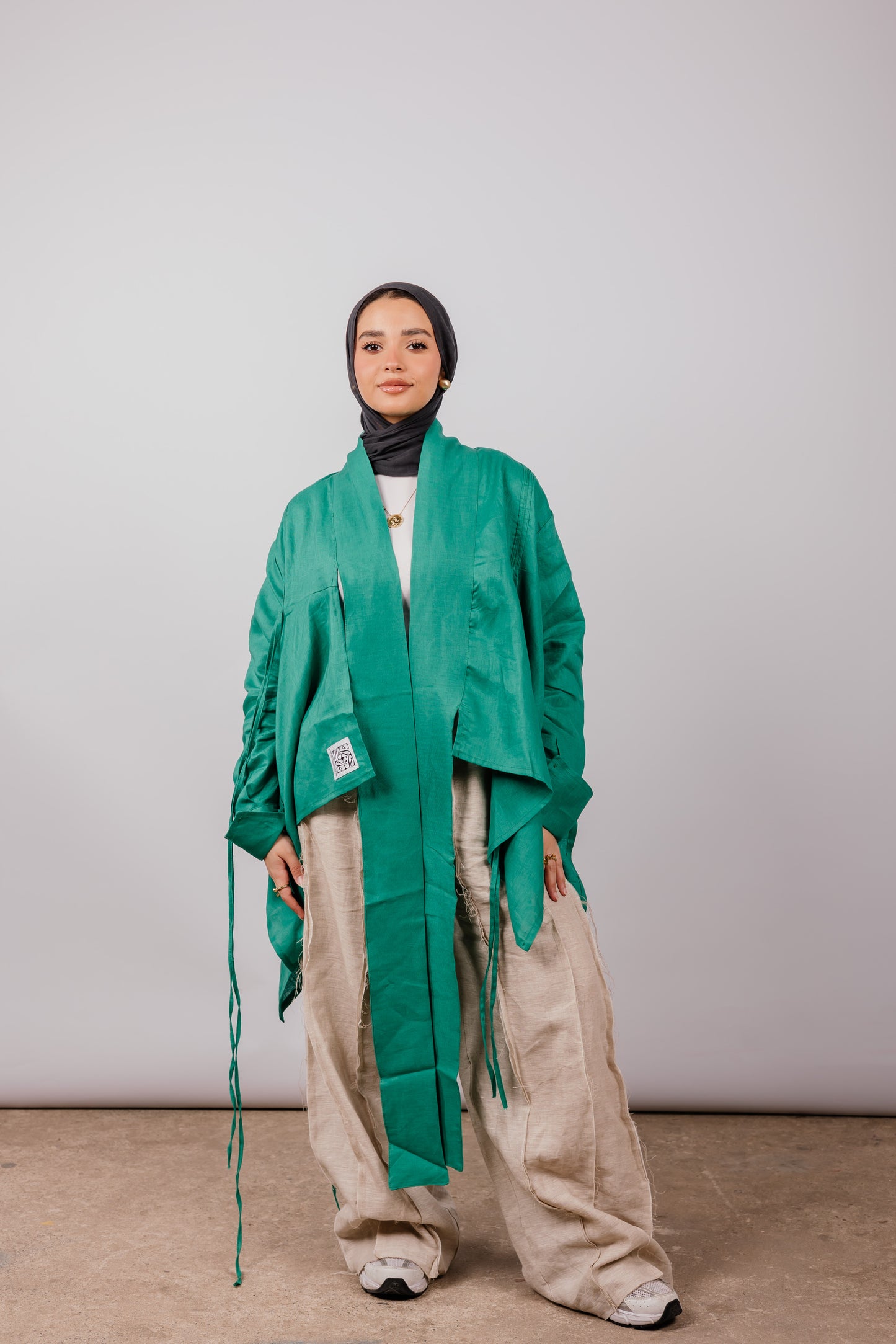 Double Collar With Fringes In Green