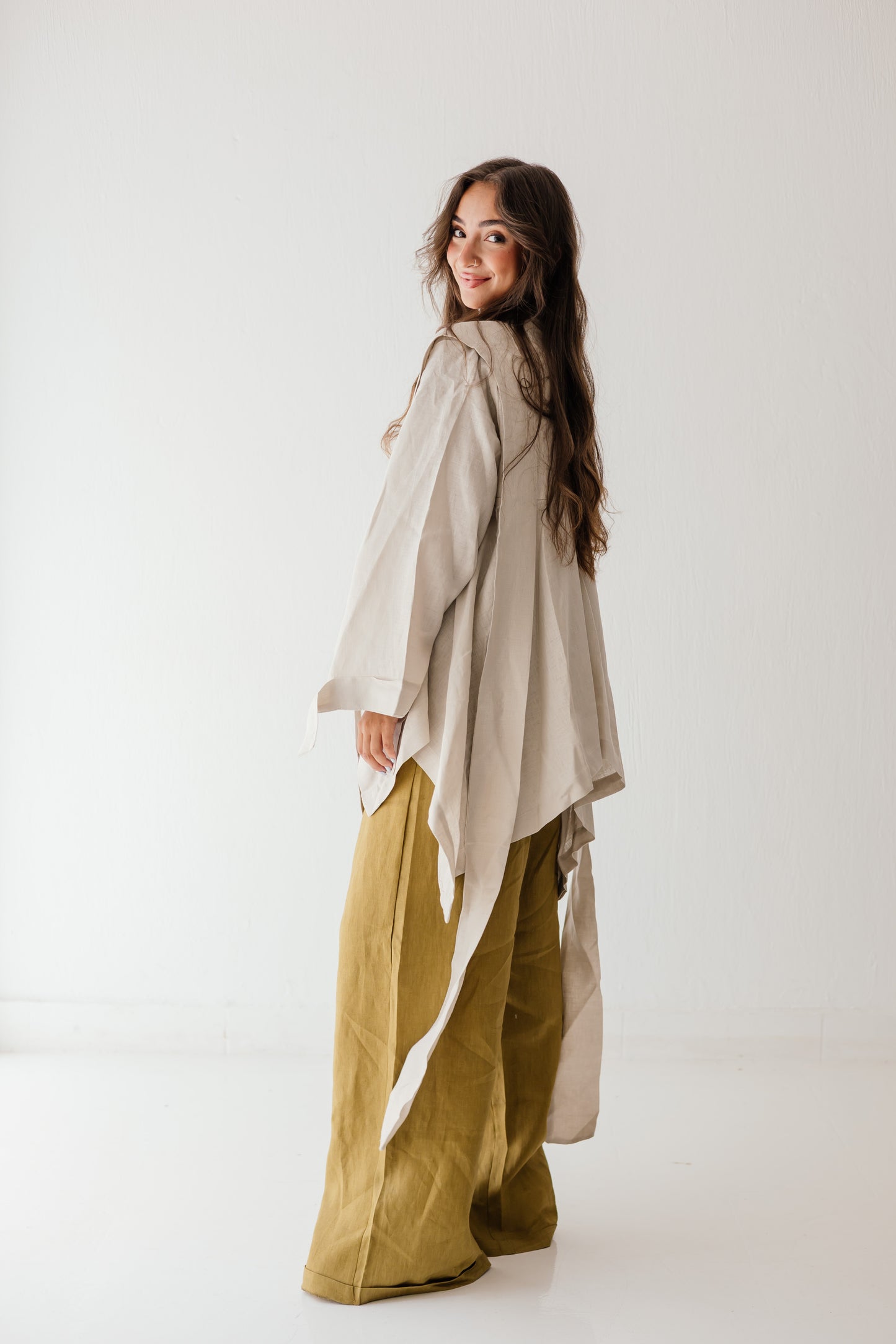 Short Double Collar Kimono In Creamy