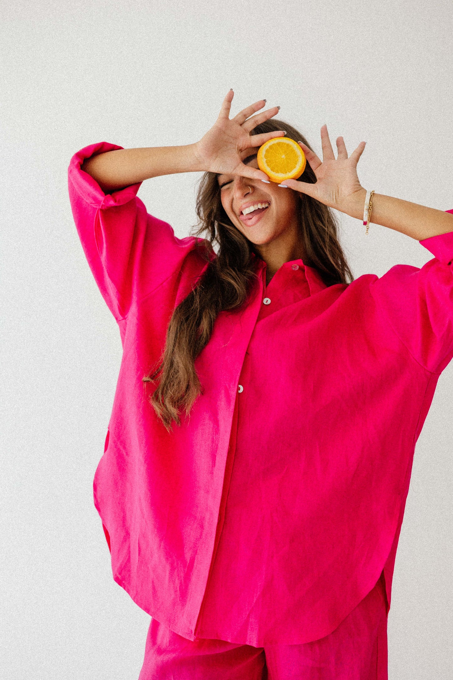 Daily Linen Shirt In Fuchsia