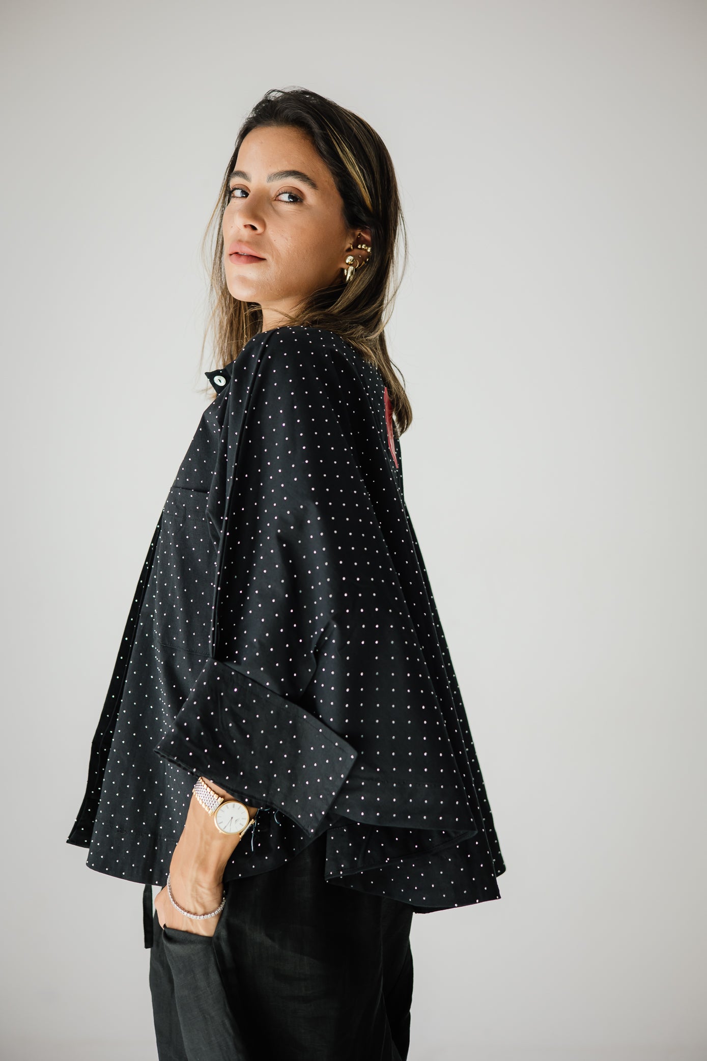 Studding Butterfly Shirt In Black