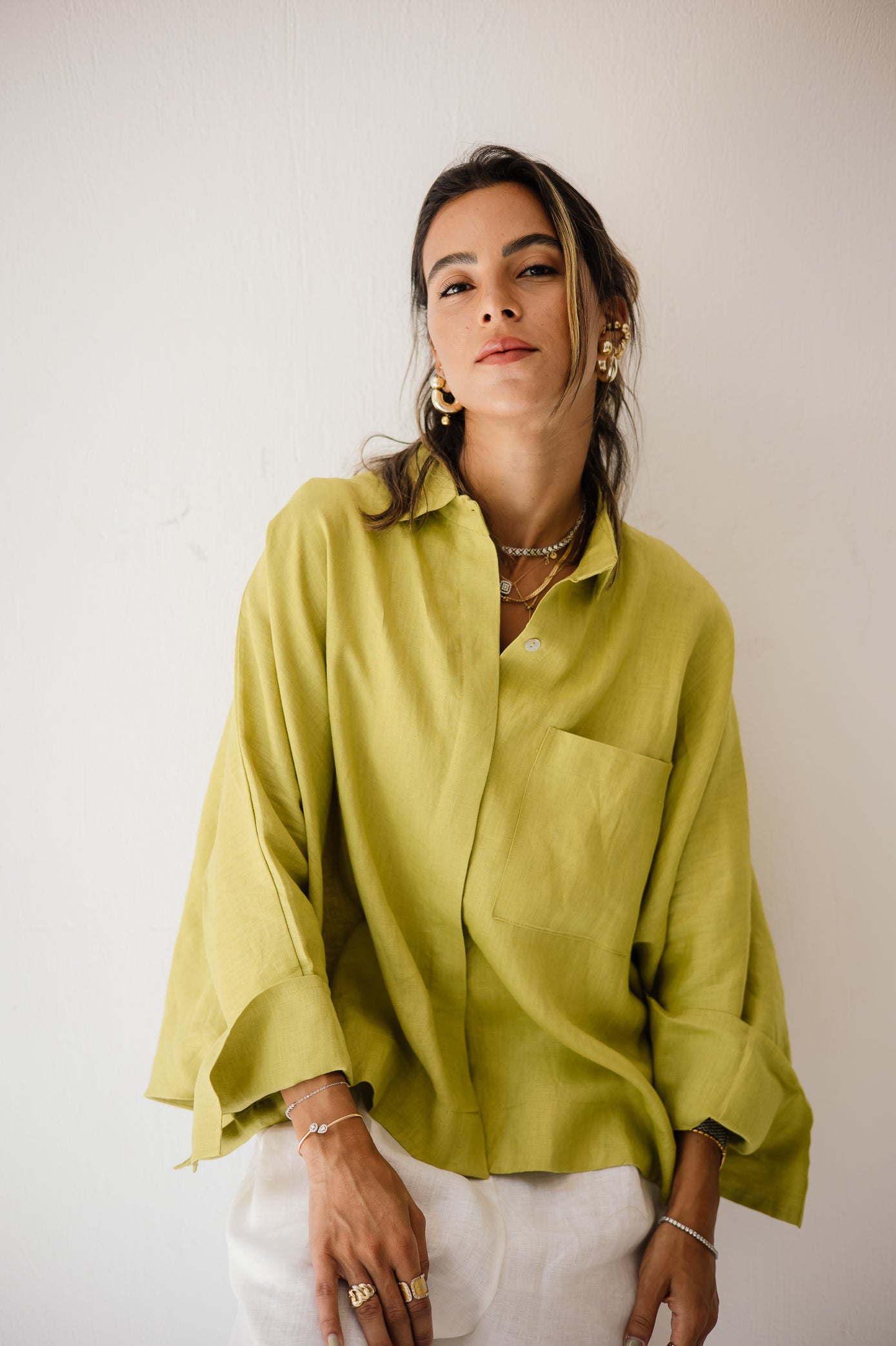 Butterfly Shirt In Lime-green