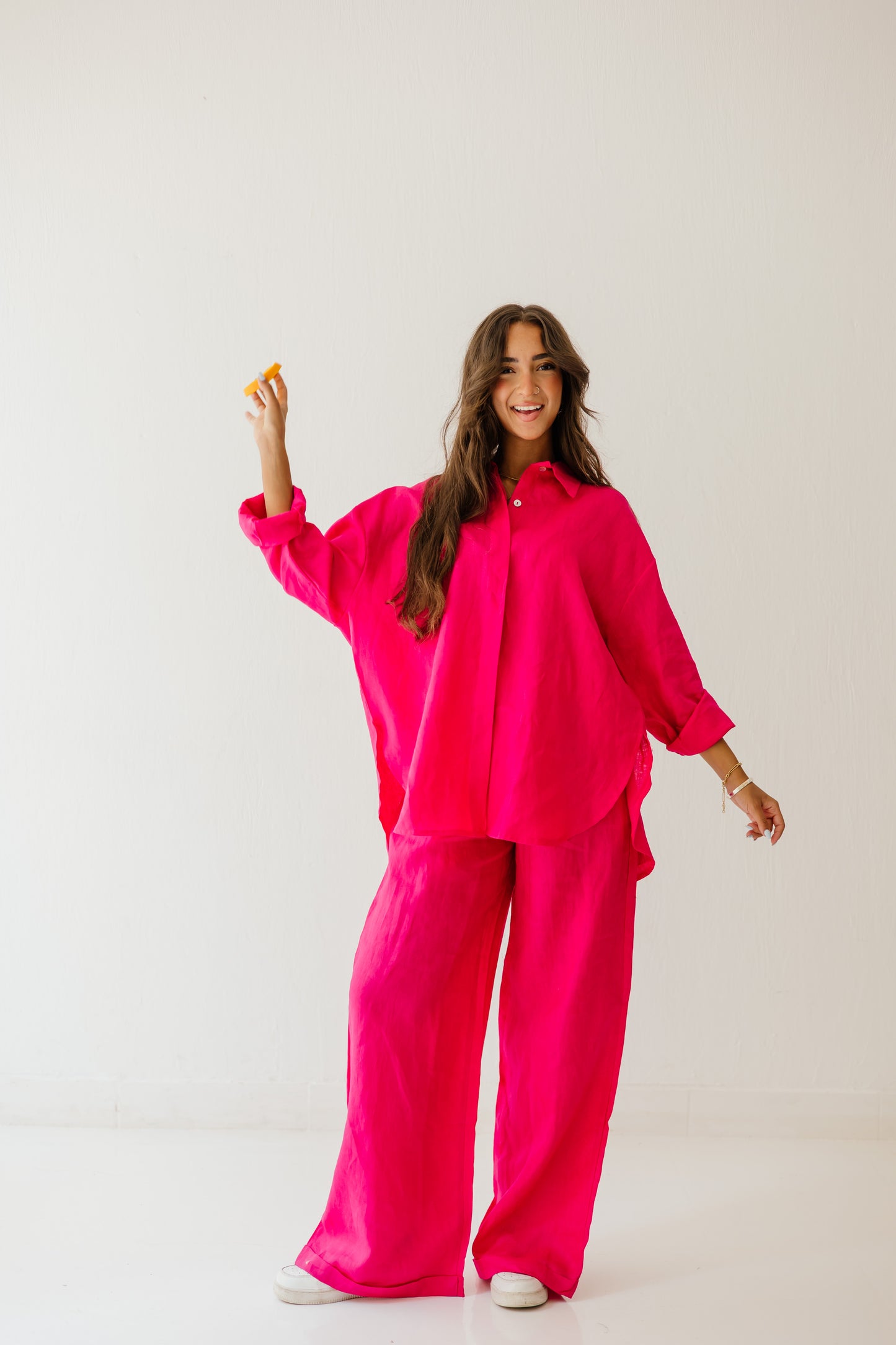 Daily Linen Shirt In Fuchsia