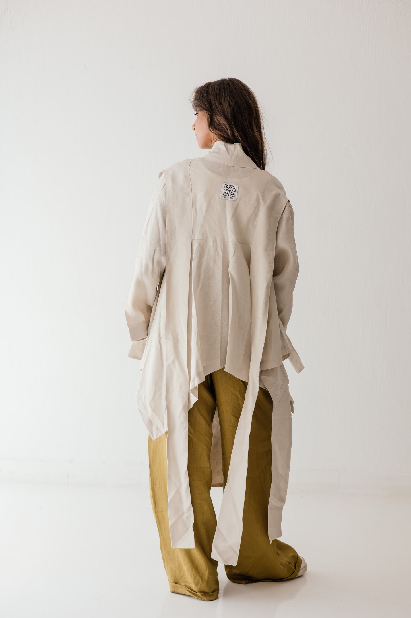 Short Double Collar Kimono In Creamy