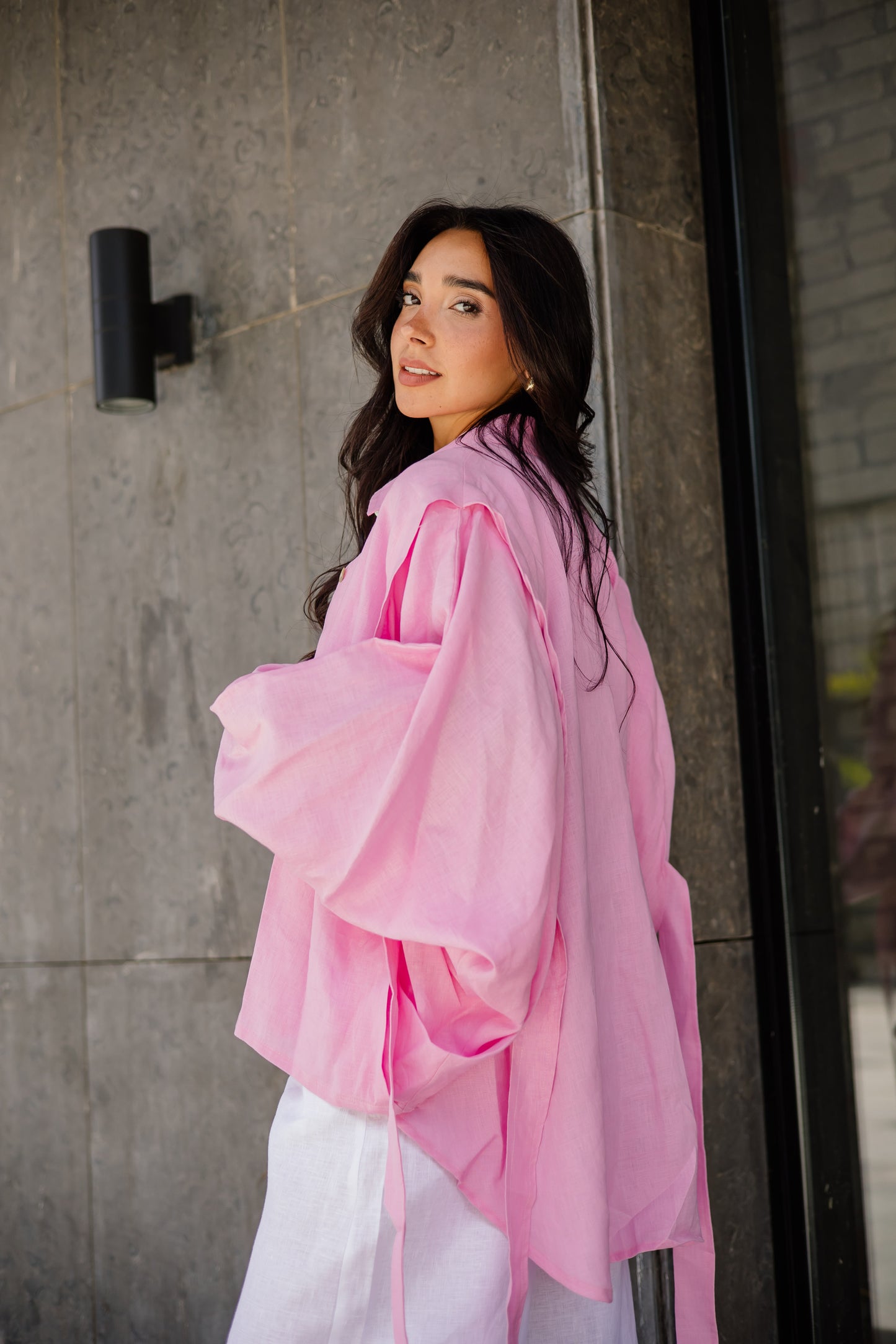 Double Shoulder Shirt In Pink