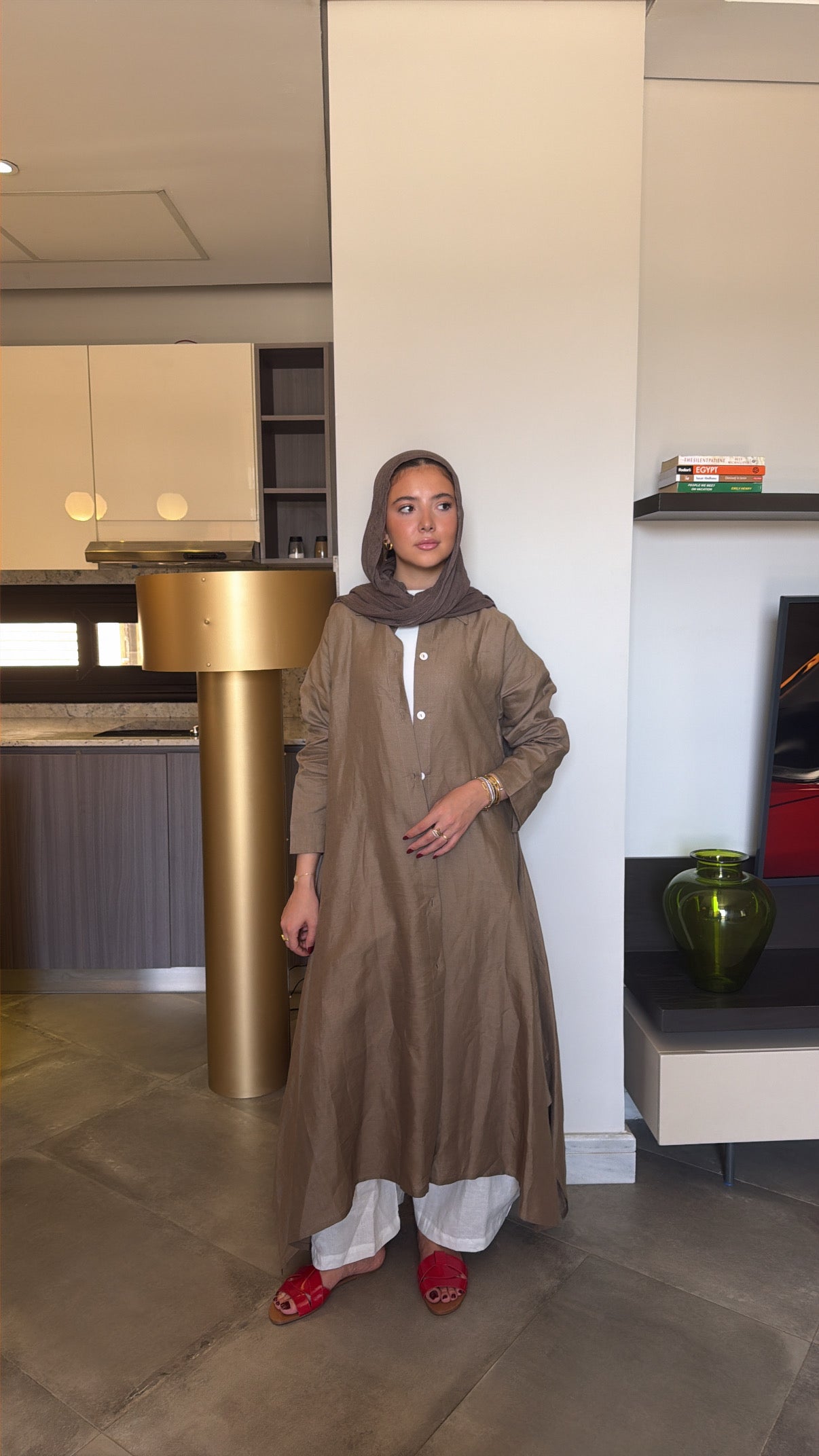 Long shirt in light brown
