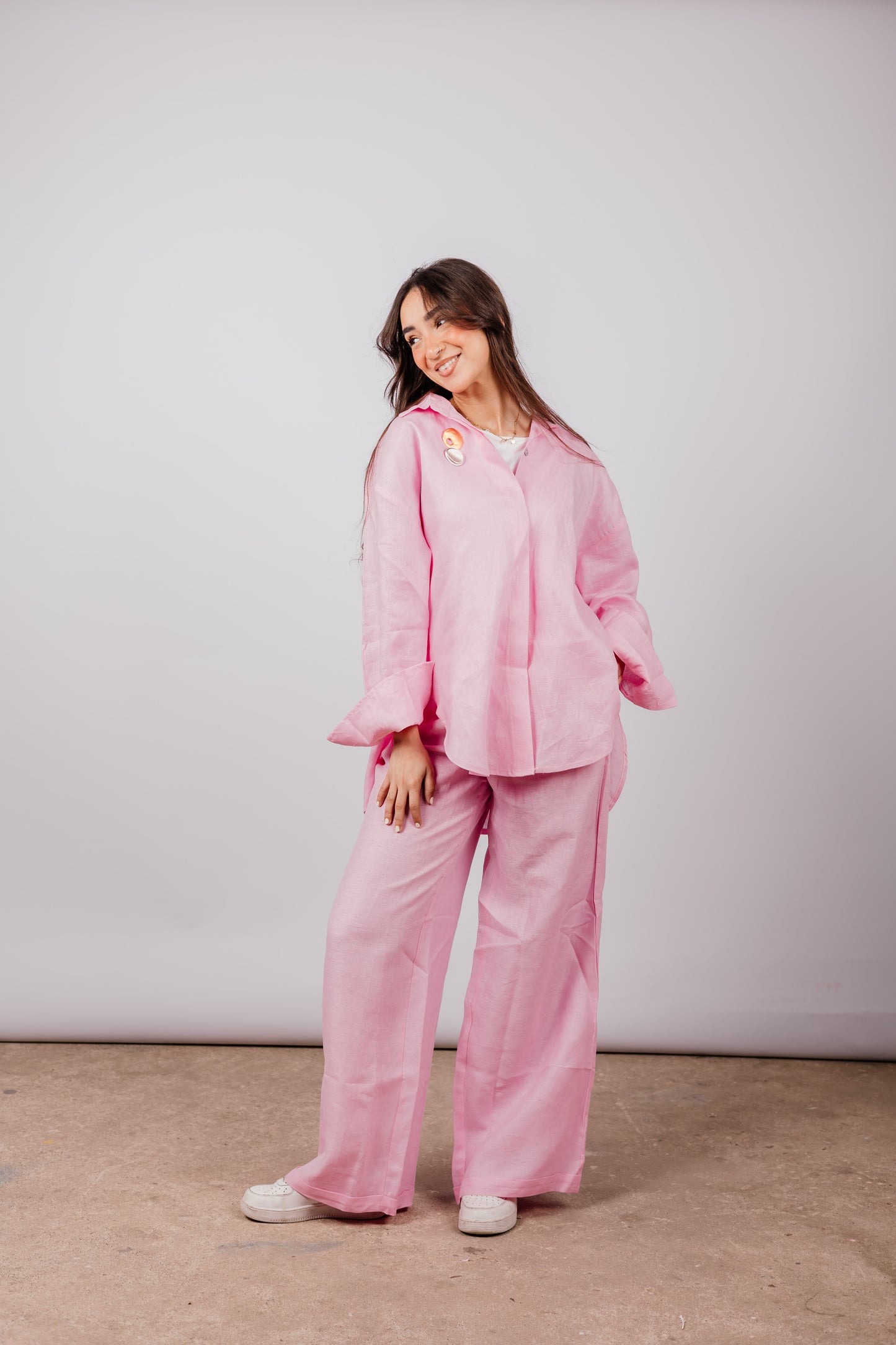 Daily Linen Shirt In Pink