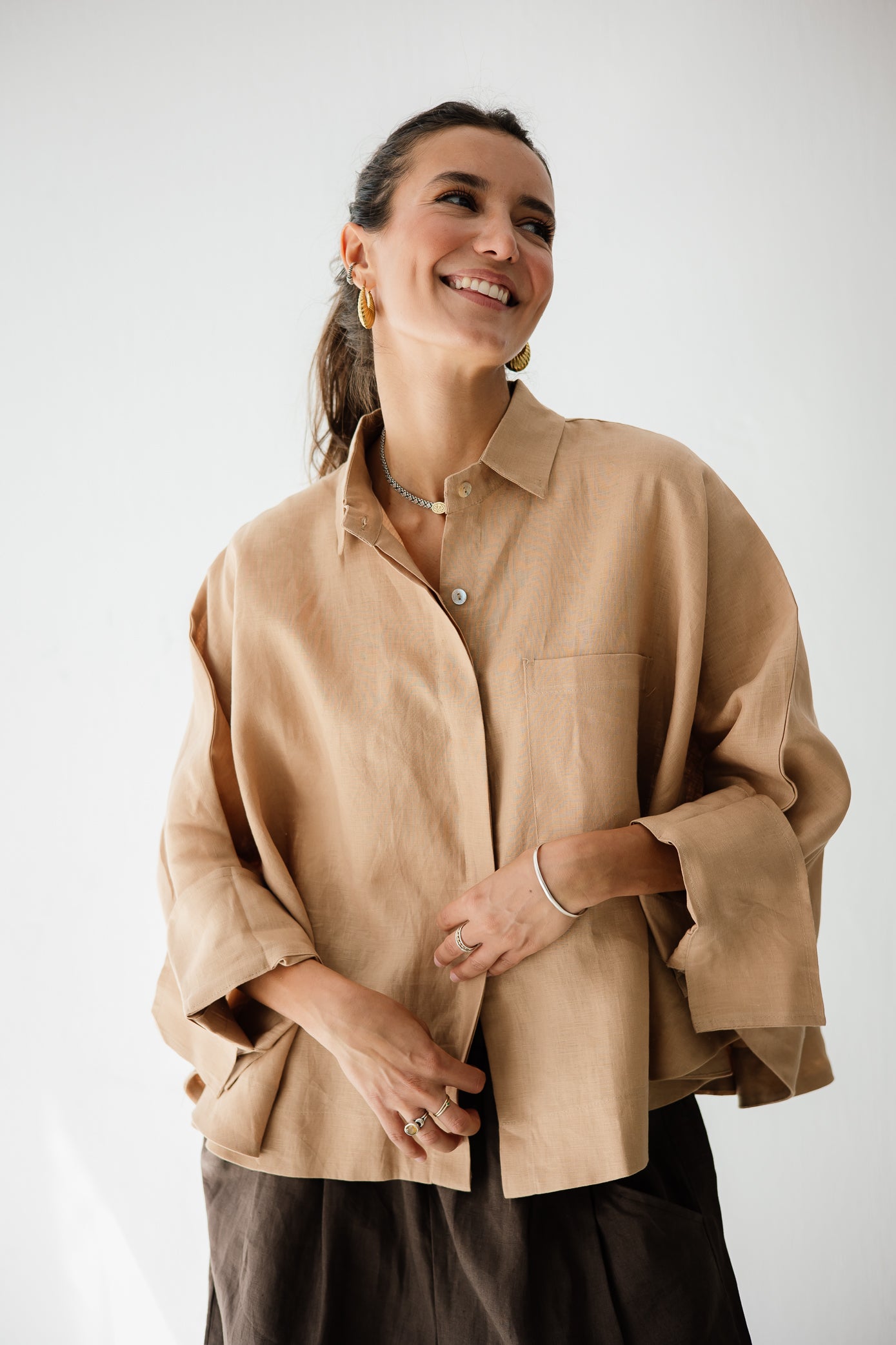Butterfly Shirt In Light Camel