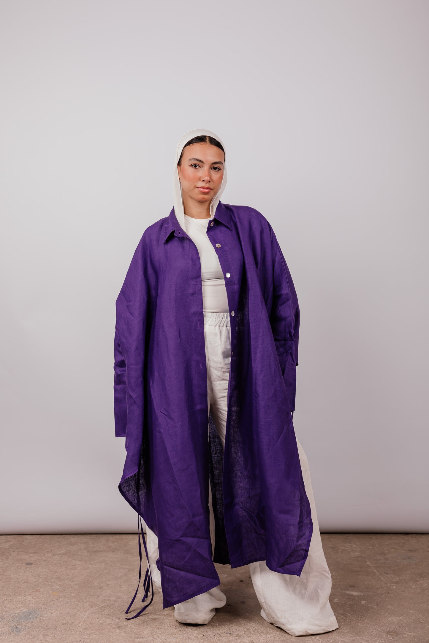 Long Fringes Shirt In Purple