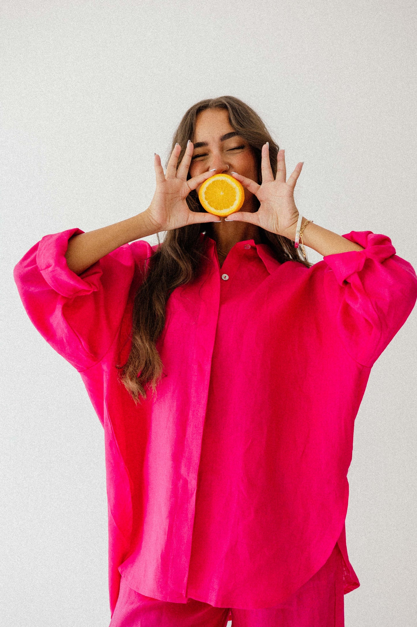 Daily Linen Shirt In Fuchsia