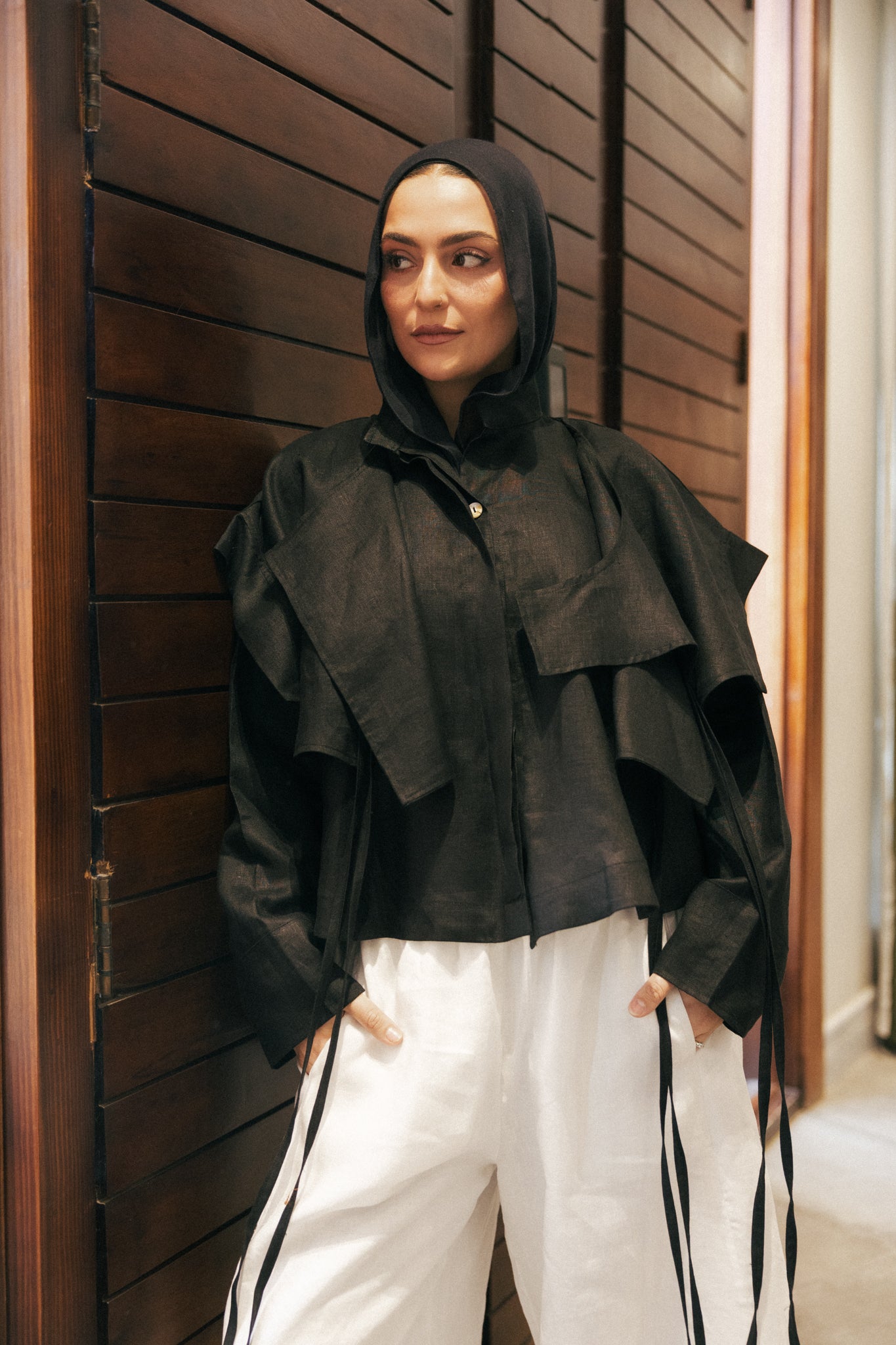 Layered shirt in black