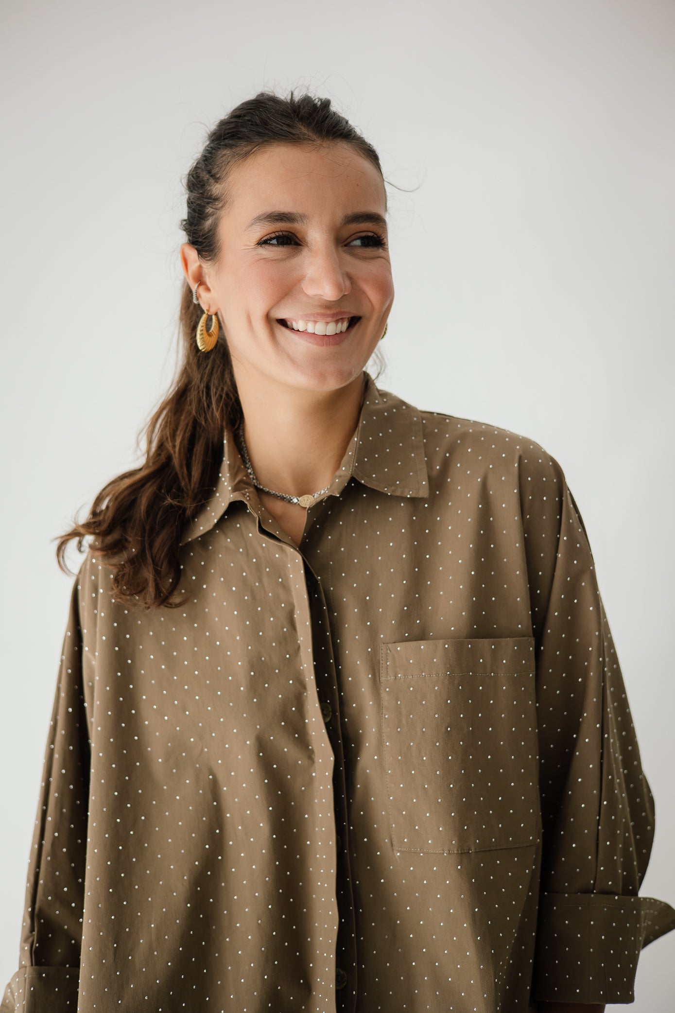 Studding Butterfly Shirt In Brown