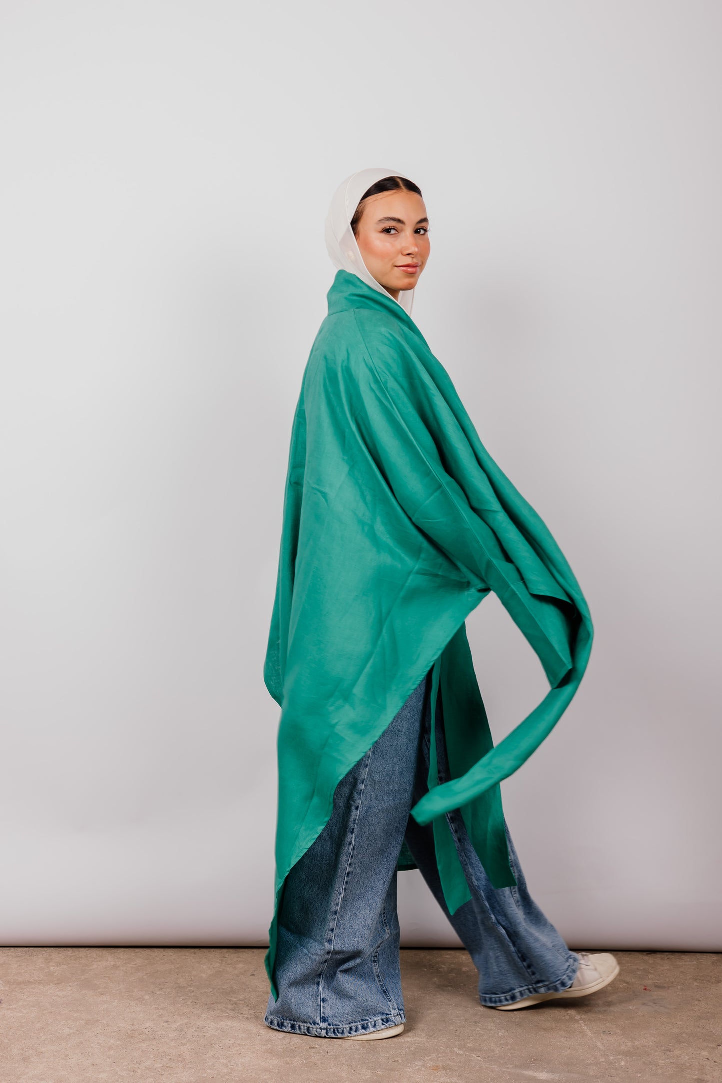Double Collar Kimono In Green