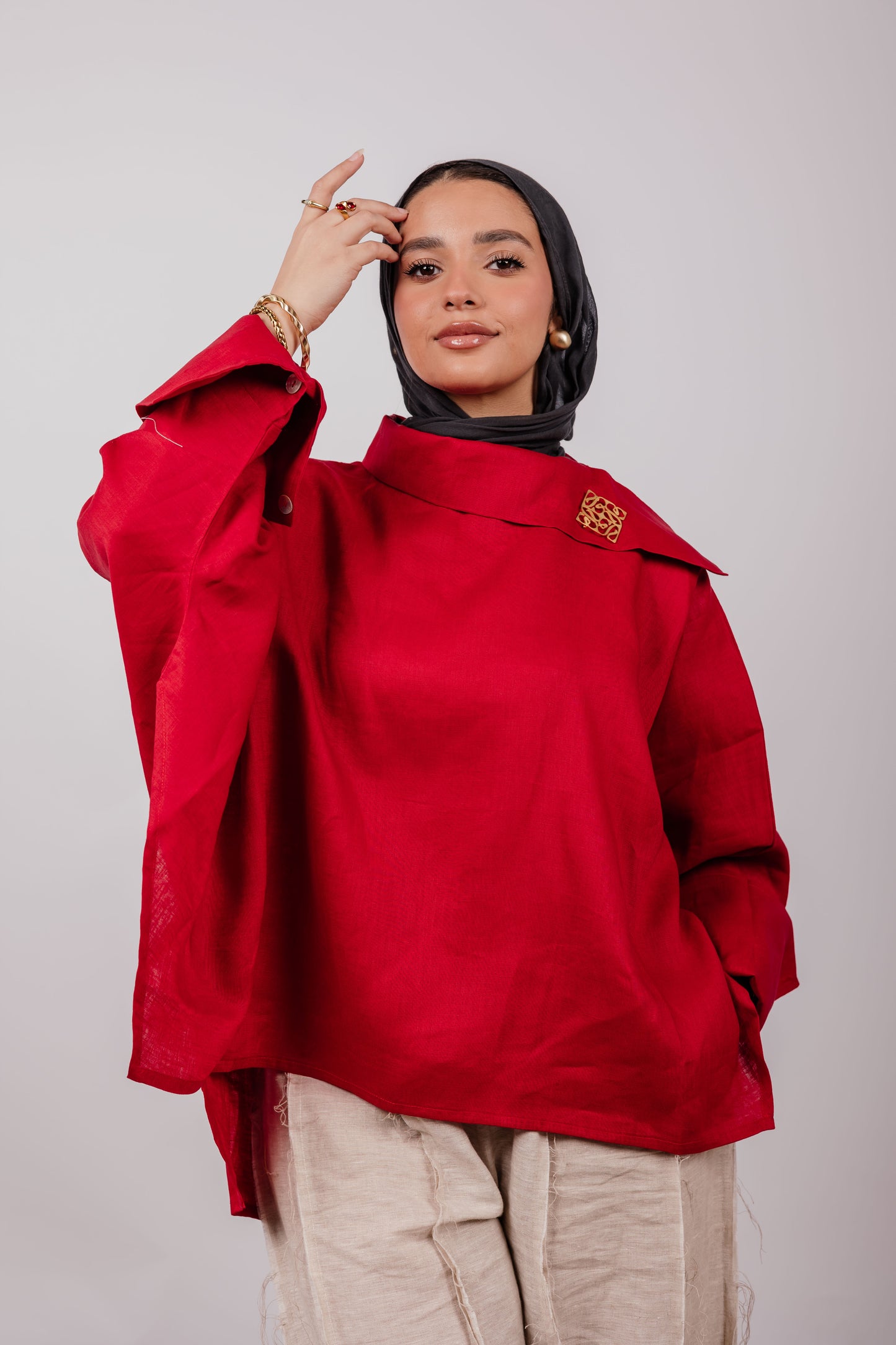 Collar Top In Red