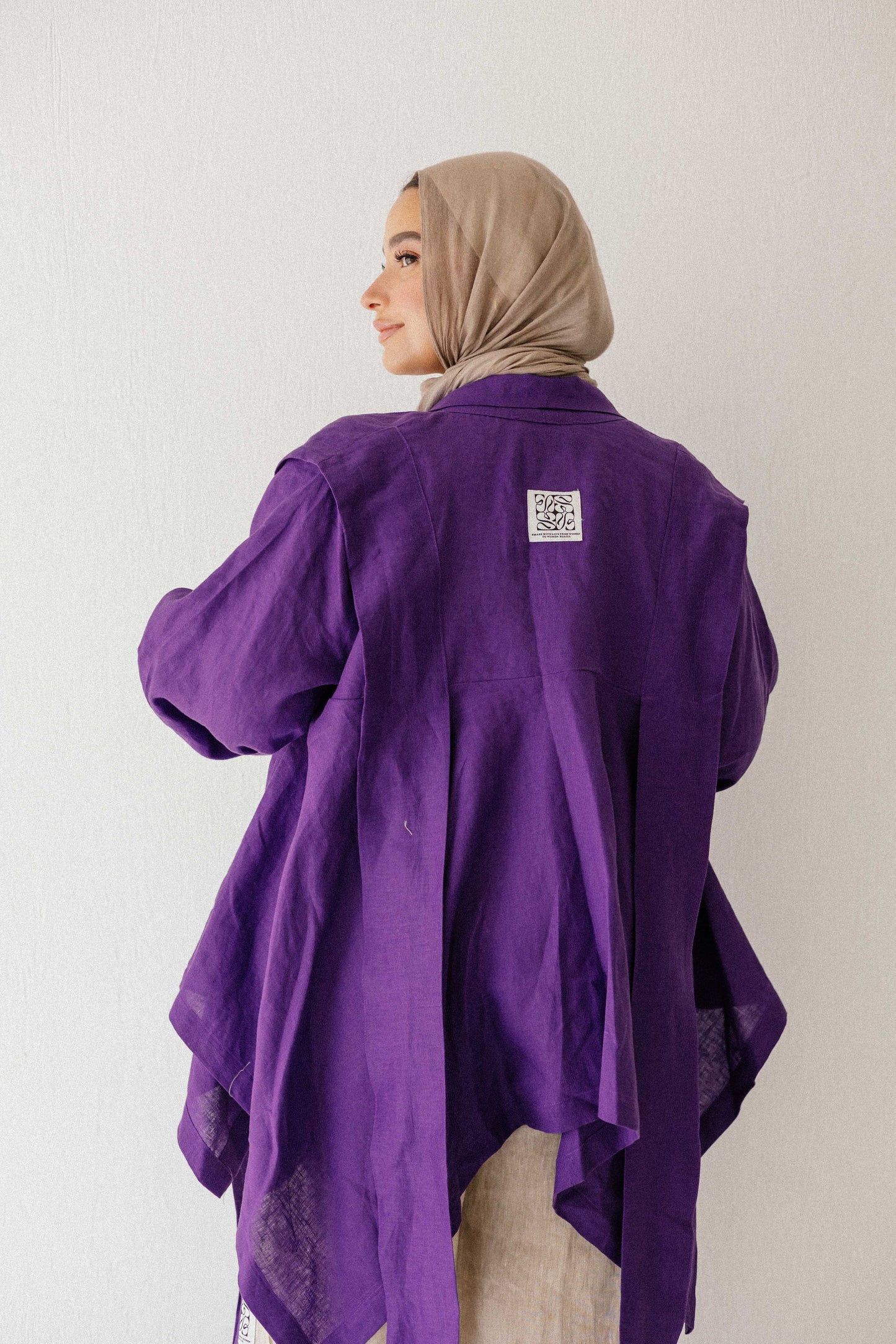 Short Double Collar Kimono In Purple