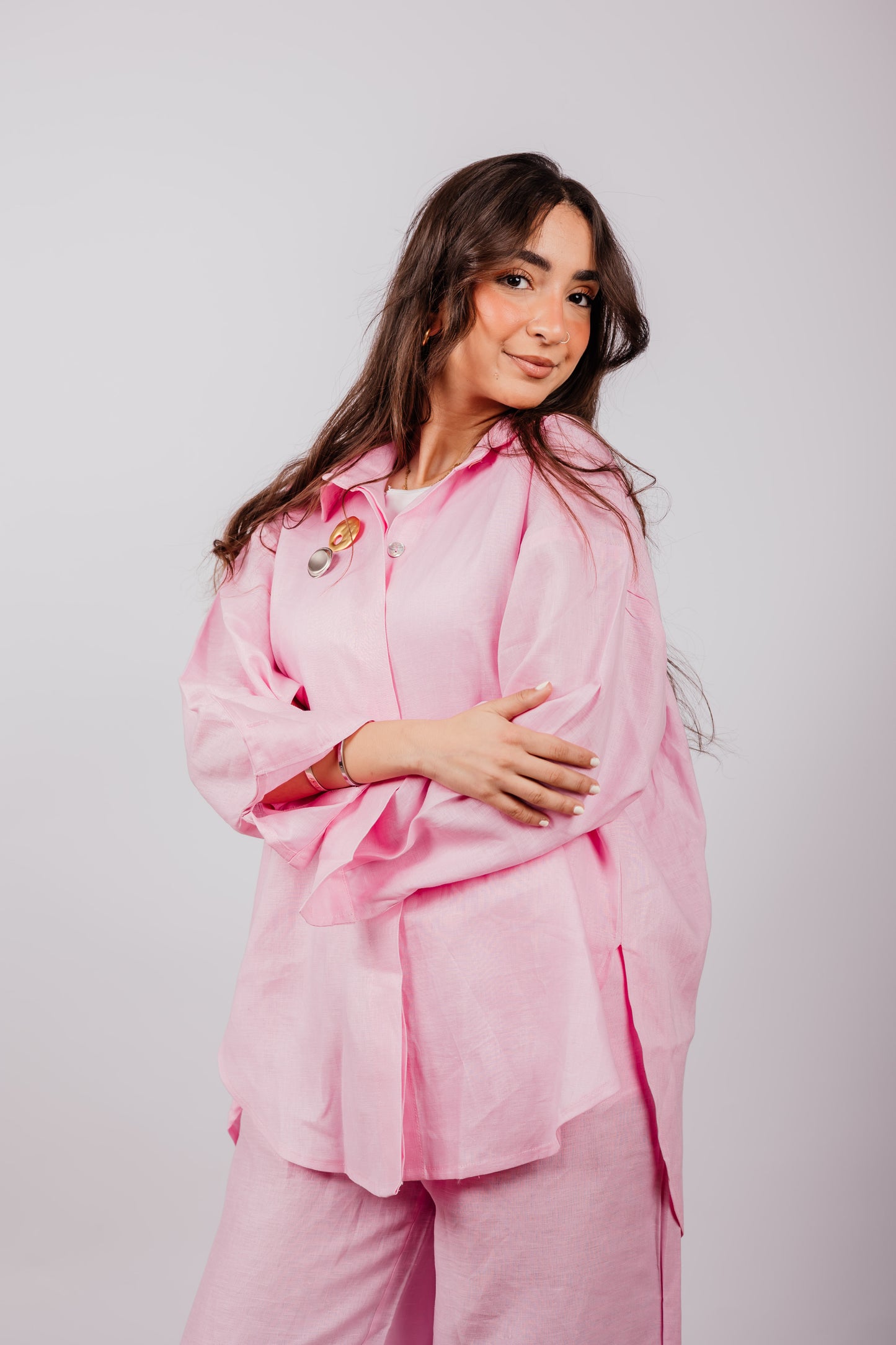 Daily Linen Shirt In Pink