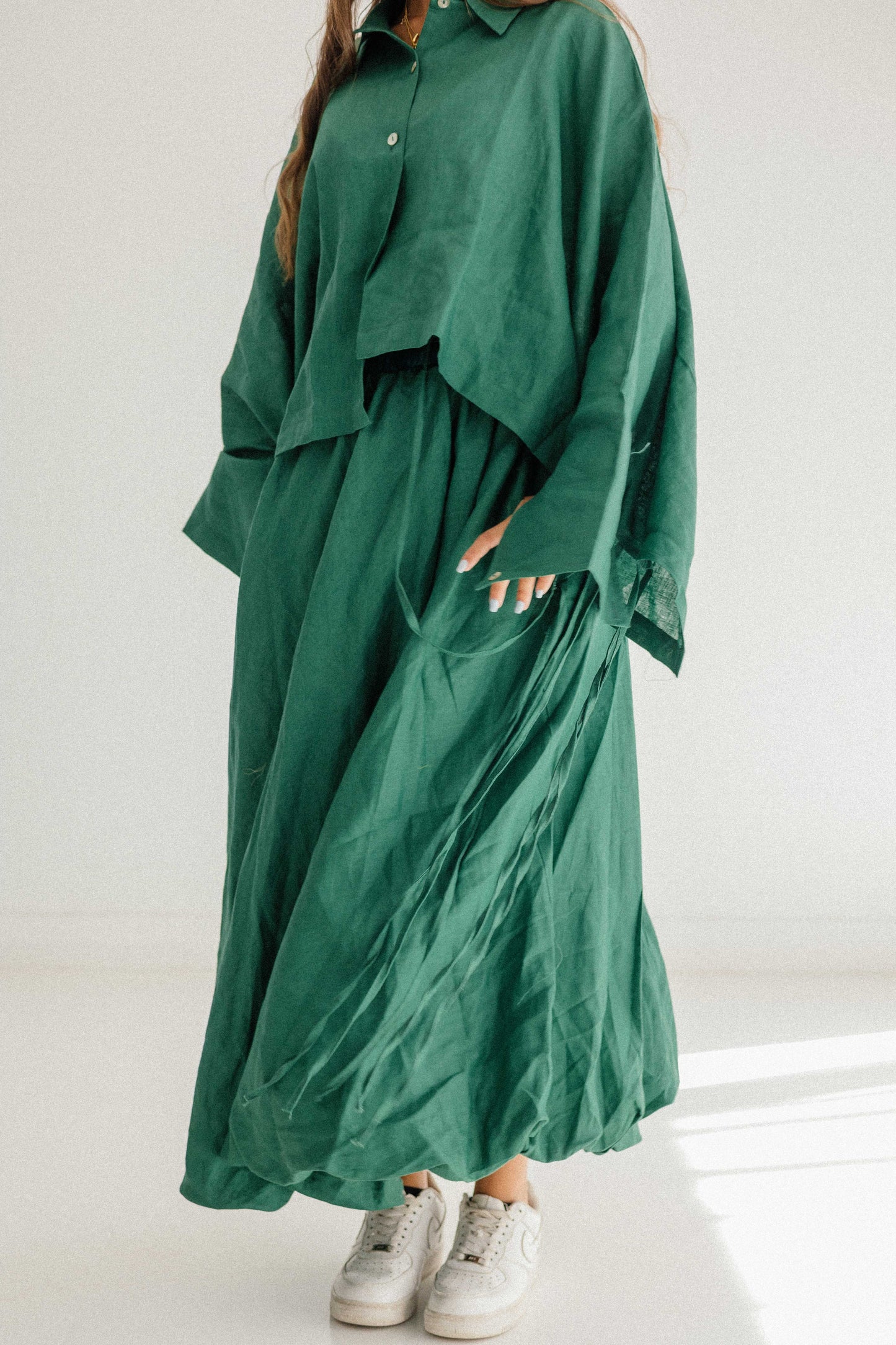 Balloon Skirt In Dark Green