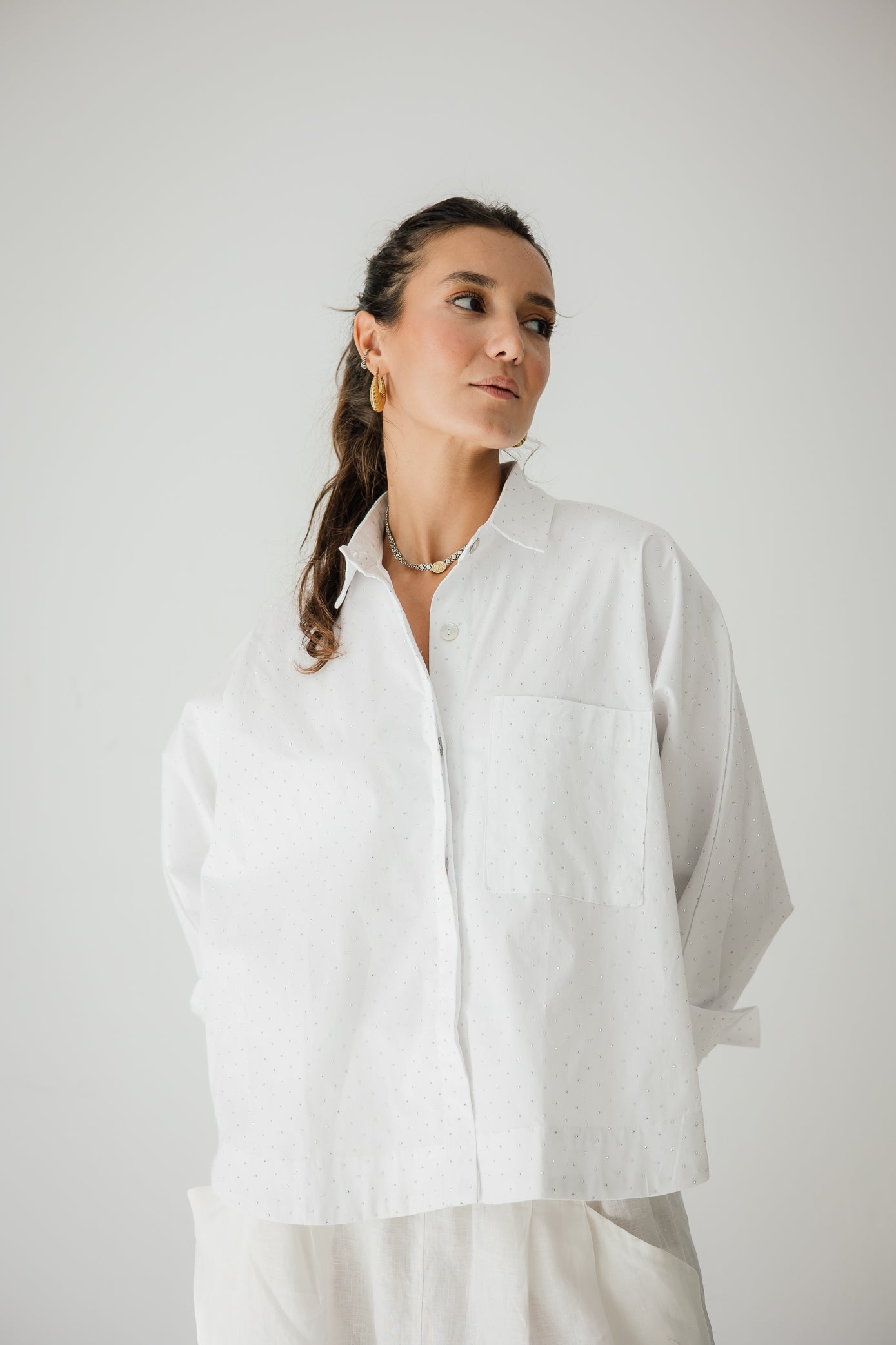 Studding Butterfly Shirt In White