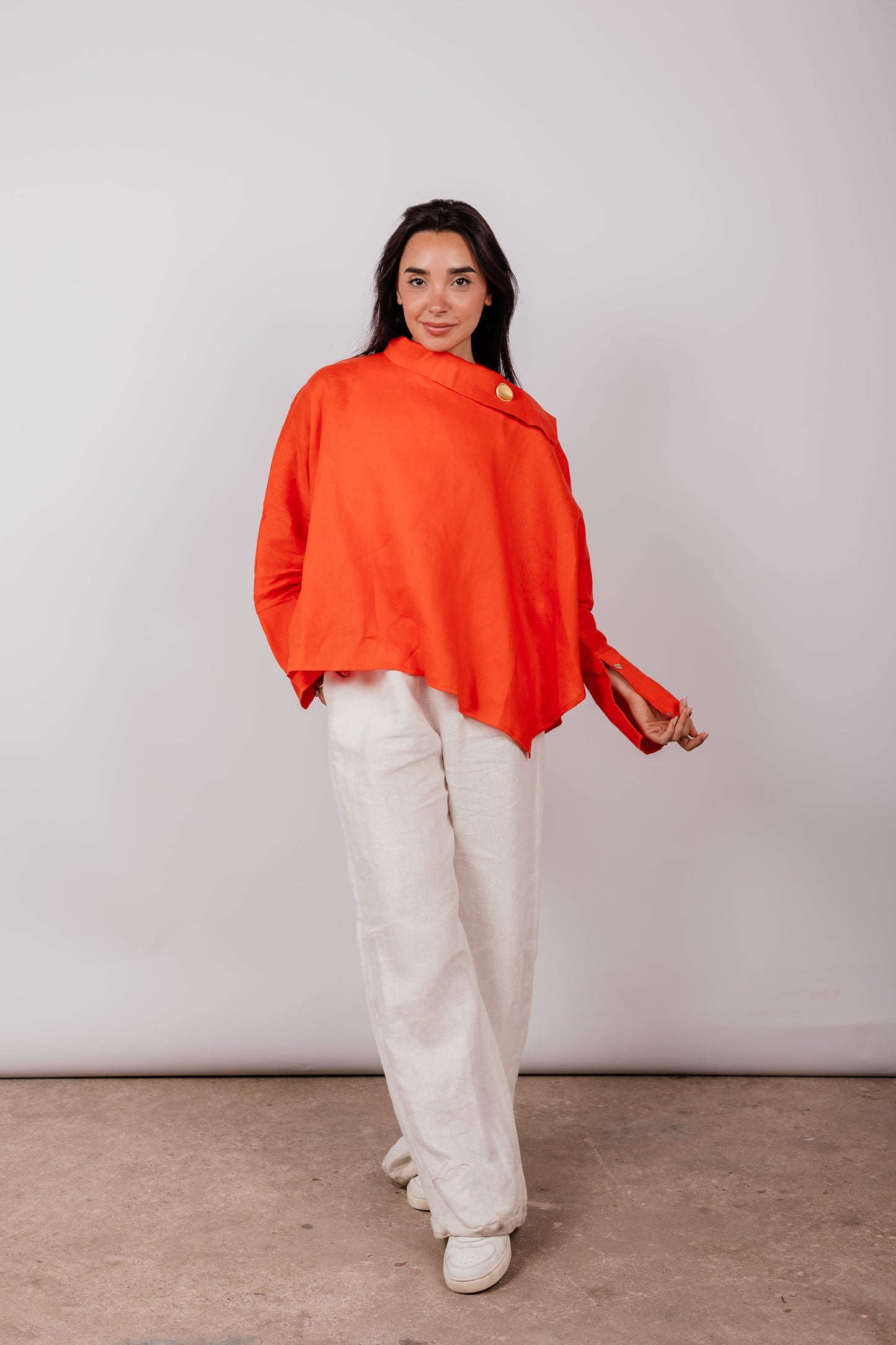 Collar Top In Orange