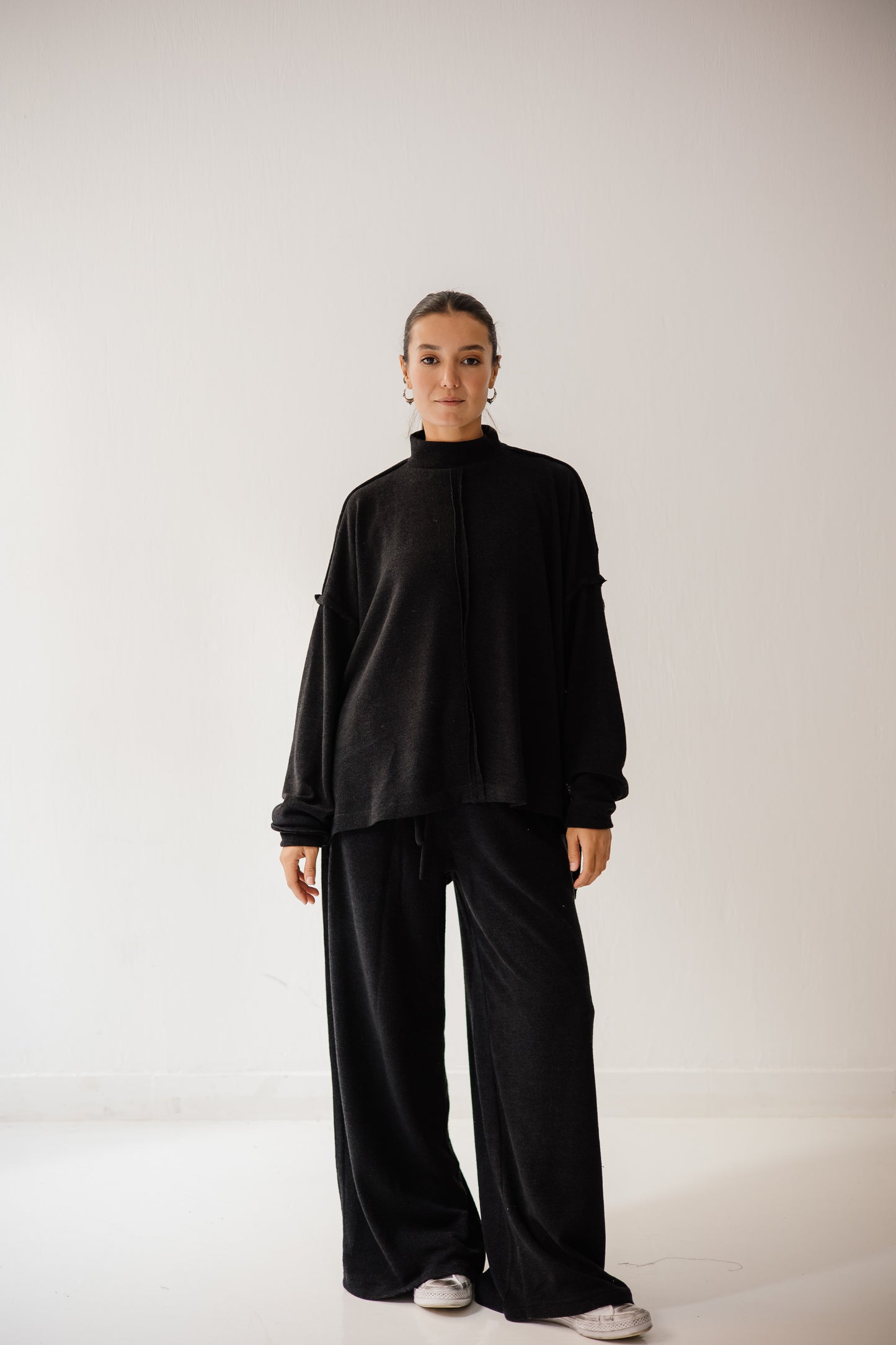 Unfinished Wool Set In Black
