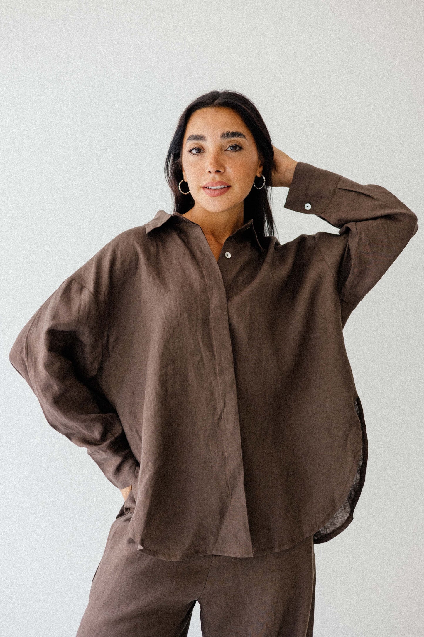 Daily Linen Shirt In Brown